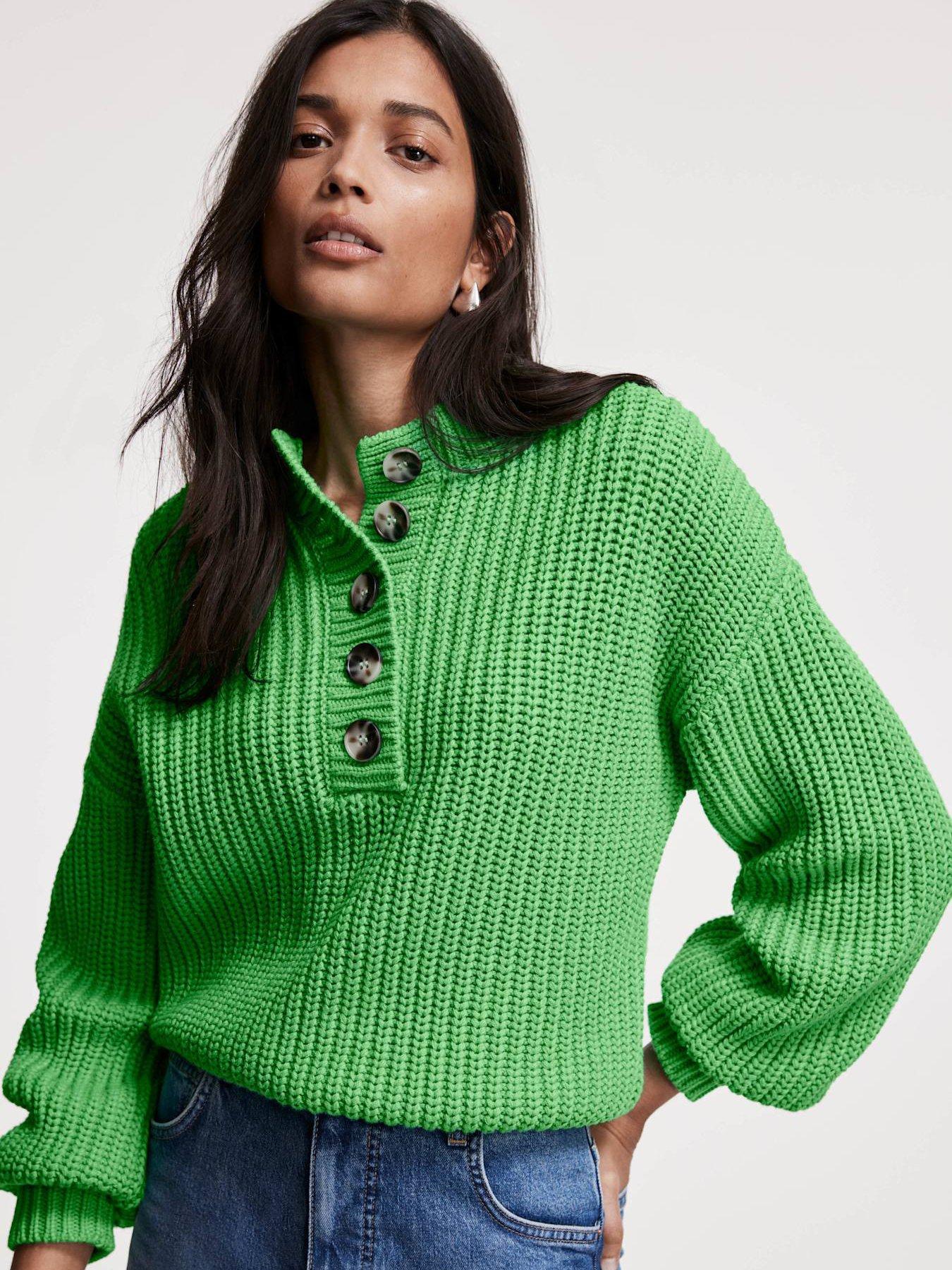 undefined Button Detail Jumper - Green