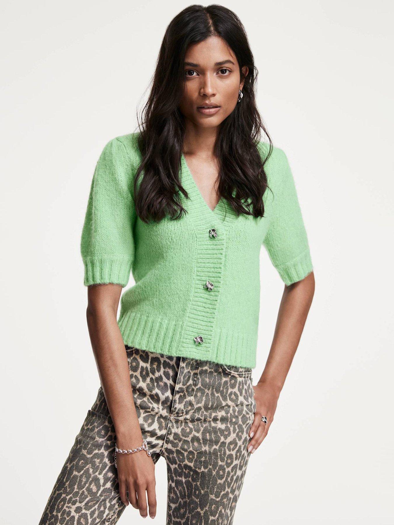 undefined Short Sleeve Cardigan - Green