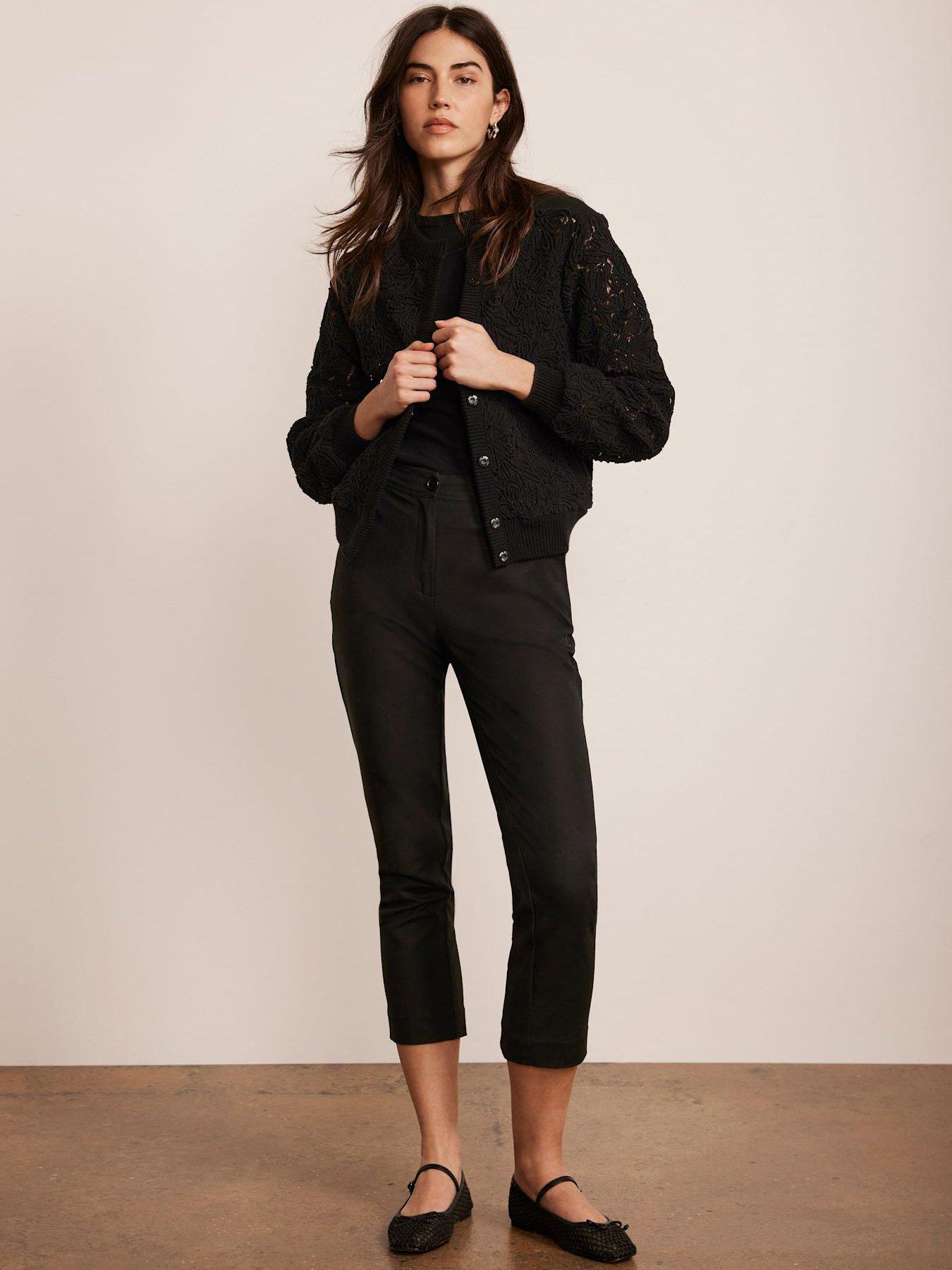 Image 3 of 6 of Mint Velvet Lace Mix Bomber Jacket - Black