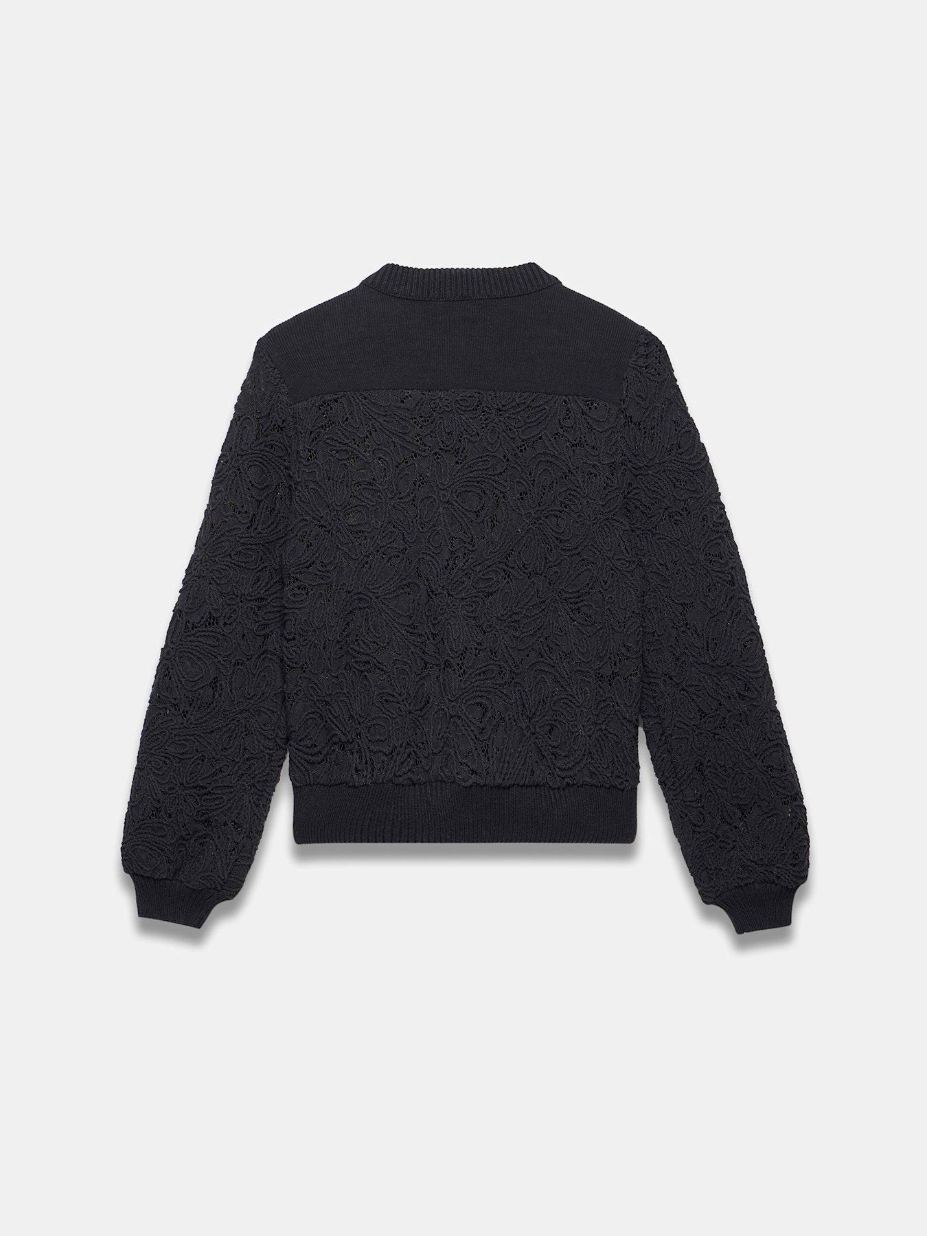 Image 6 of 6 of Mint Velvet Lace Mix Bomber Jacket - Black