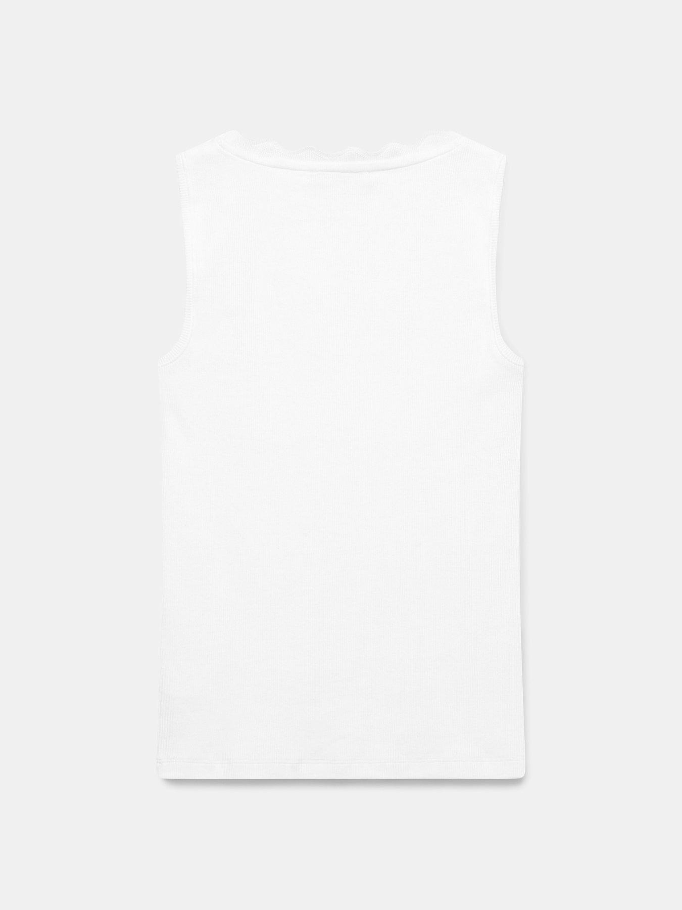 Image 6 of 6 of Mint Velvet White Scallop Trim Vest Top - White