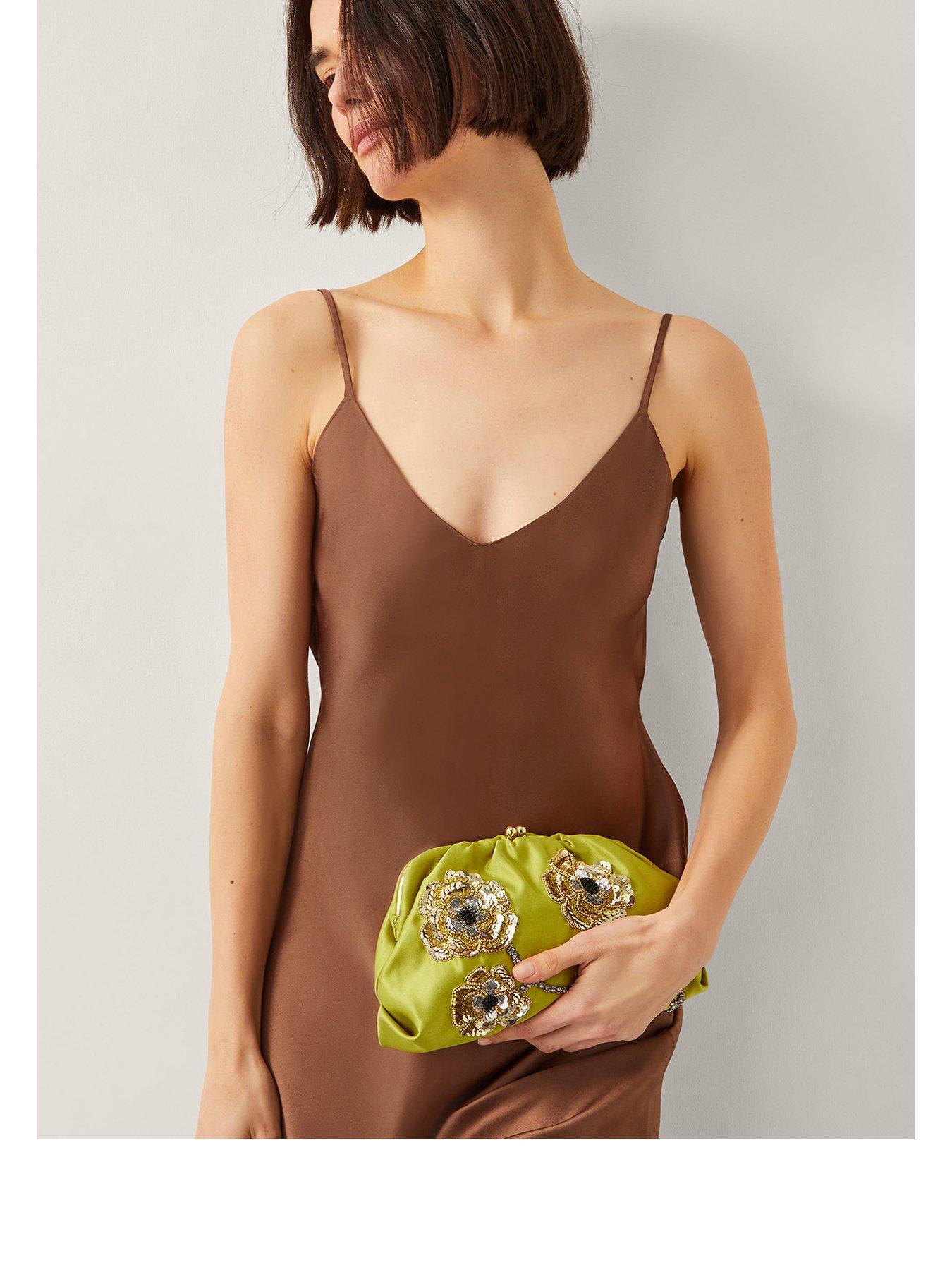 undefined Sora Embellished Clutch - Olive