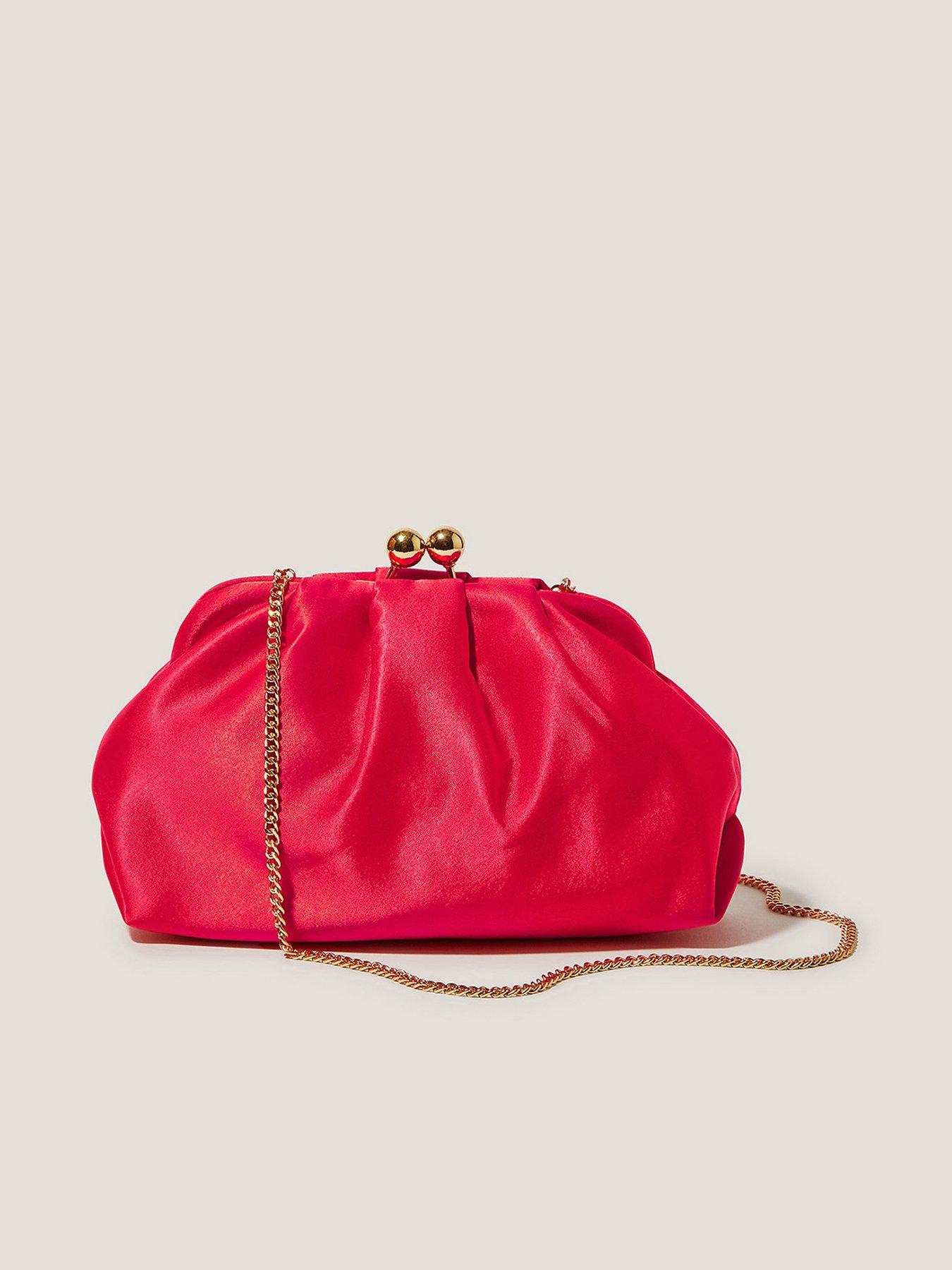undefined Rhian Satin Clutch - Red
