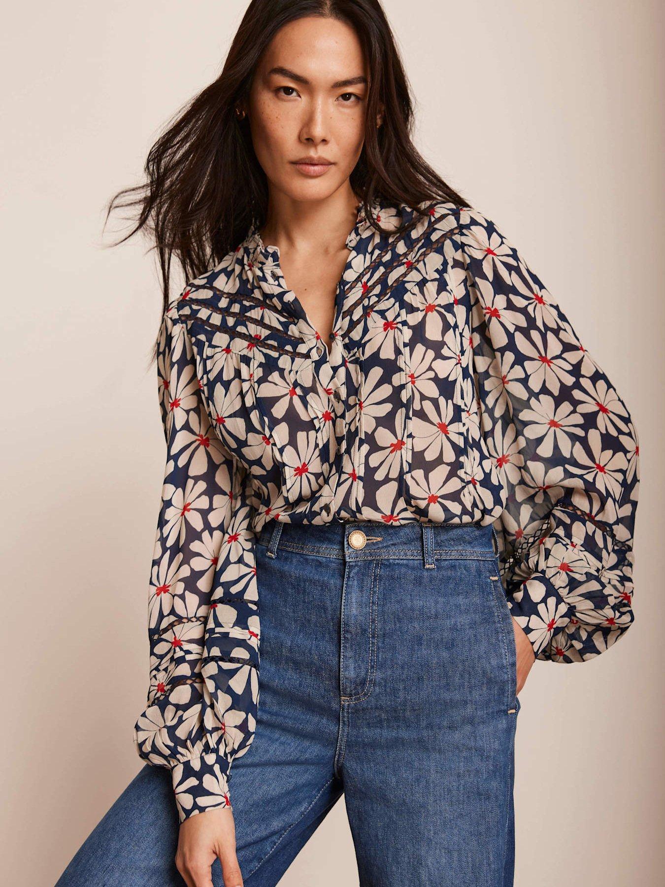 Image 2 of 6 of Mint Velvet Floral Print Blouse - Navy