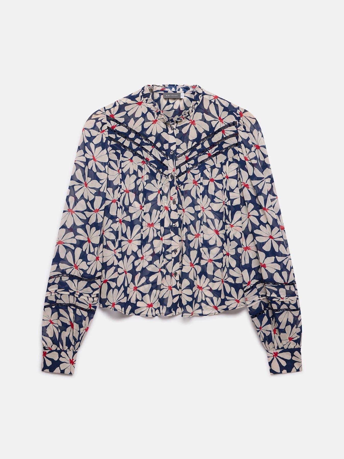 Image 5 of 6 of Mint Velvet Floral Print Blouse - Navy