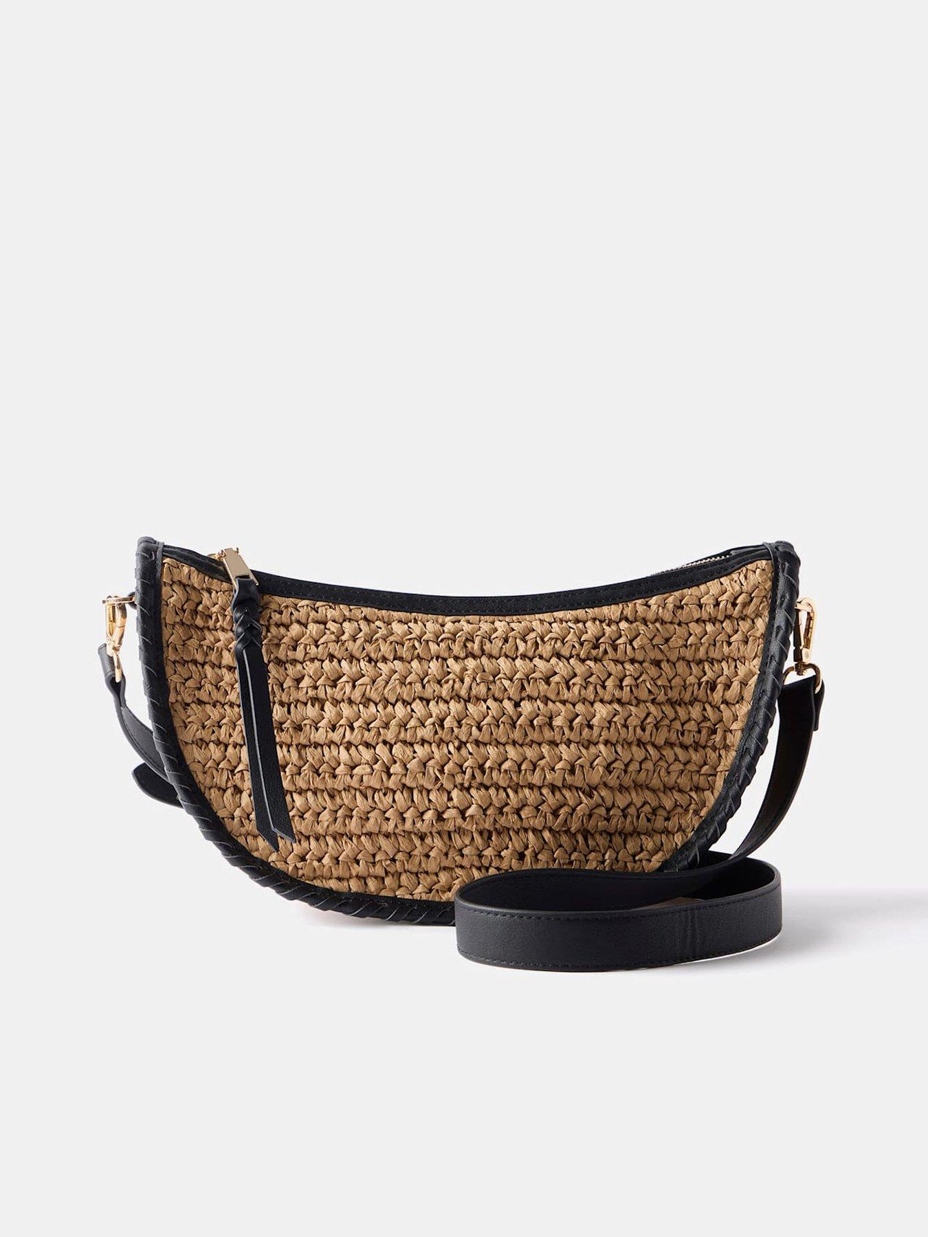 undefined Neutral Woven Cross Body Bag