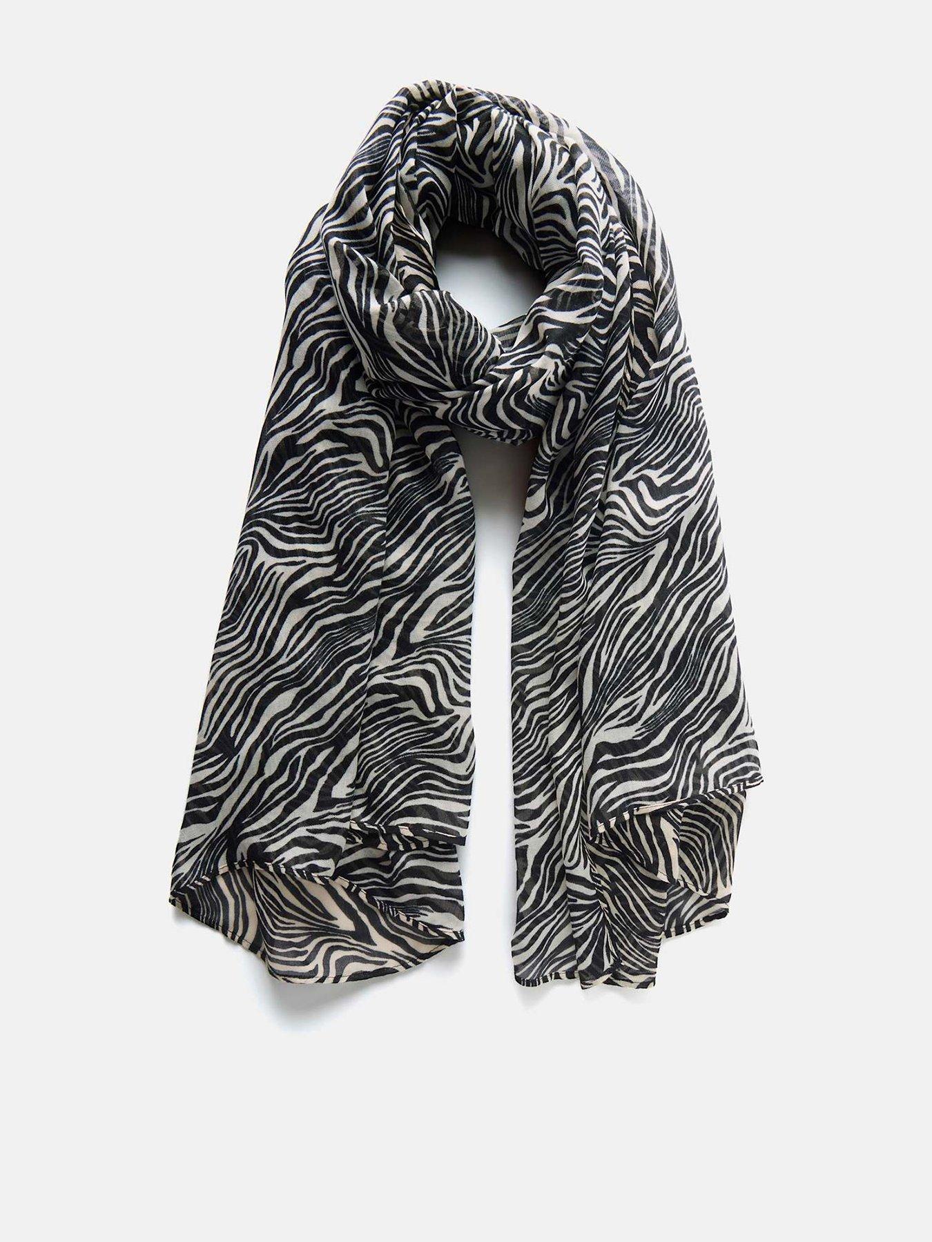 undefined Zebra Print Lightweight Scarf - Cream
