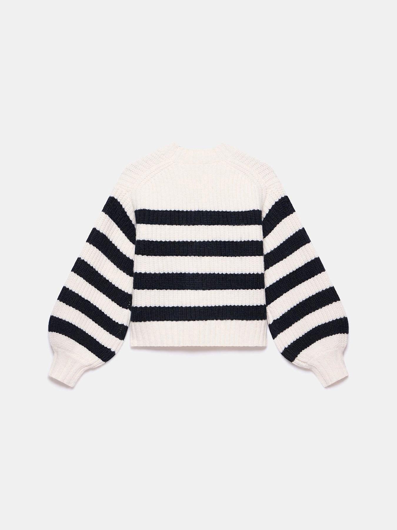 Image 6 of 6 of Mint Velvet Navy Stripe V Neck Cardigan - Cream