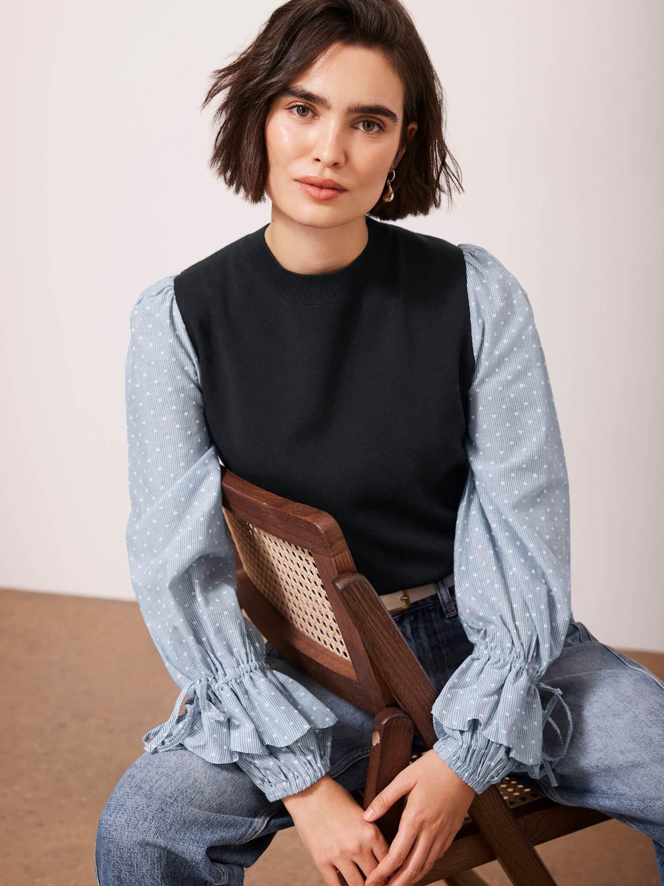 Image 3 of 6 of Mint Velvet Layered Knit Top - Navy