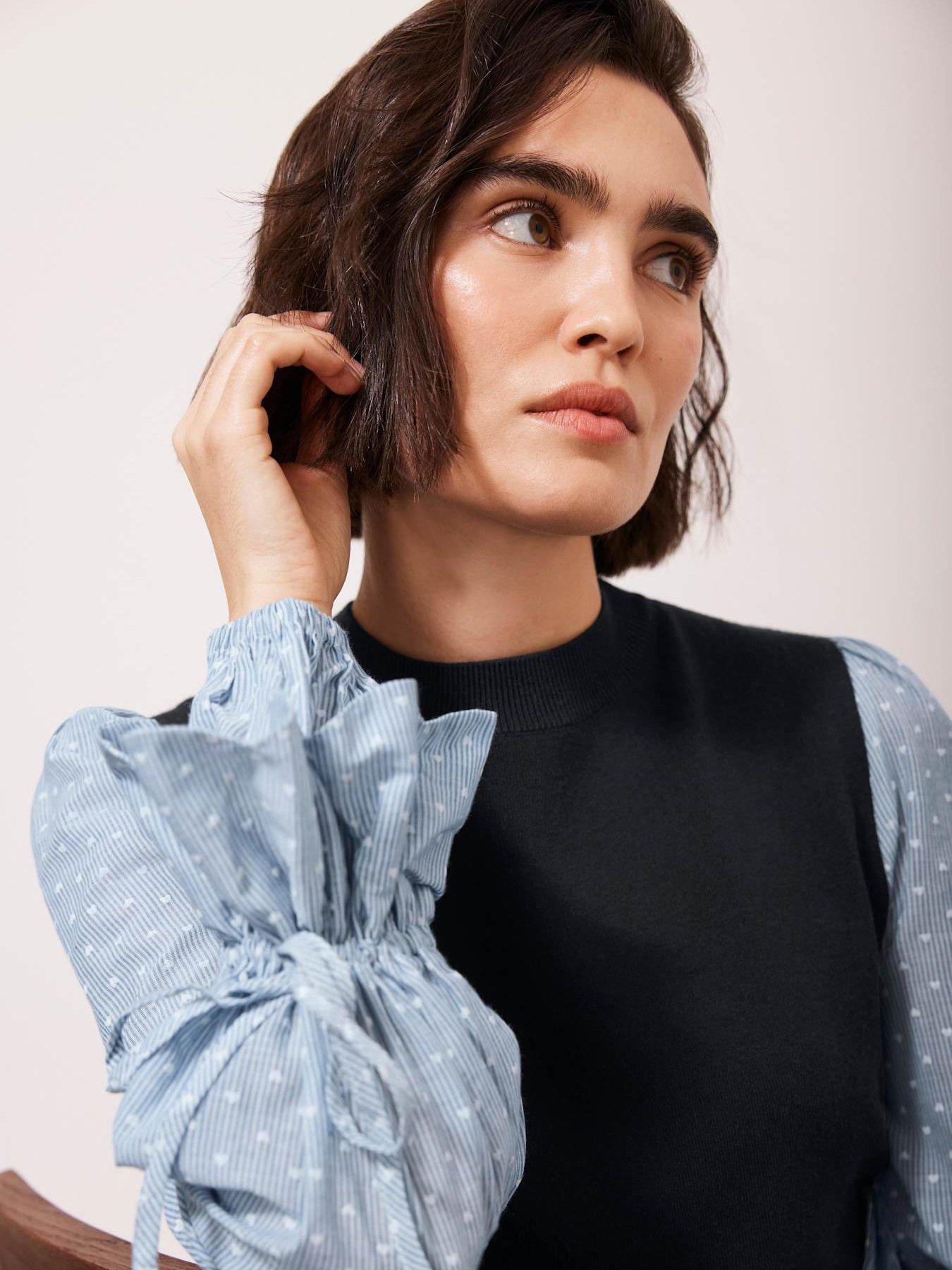 Image 4 of 6 of Mint Velvet Layered Knit Top - Navy