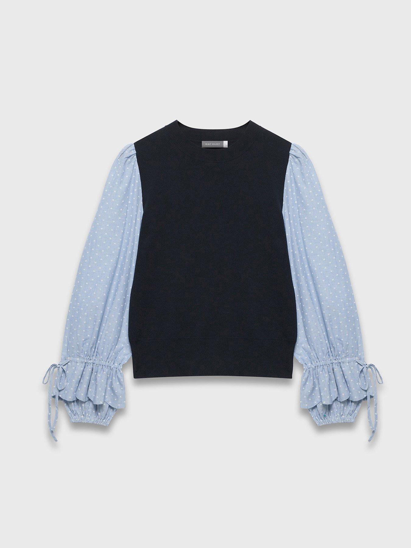 Image 5 of 6 of Mint Velvet Layered Knit Top - Navy