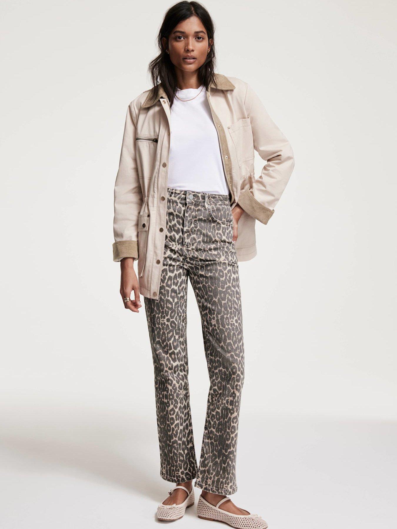 Image 3 of 6 of Mint Velvet Leopard Print Slim Jeans - Beige