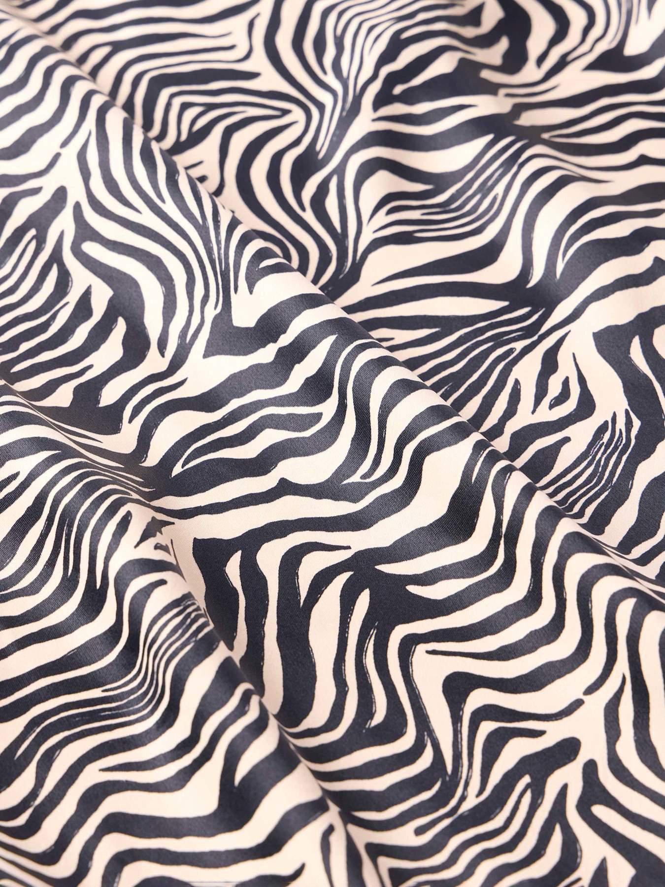 Image 4 of 6 of Mint Velvet Zebra Print Satin Slip Midi Skirt - Black