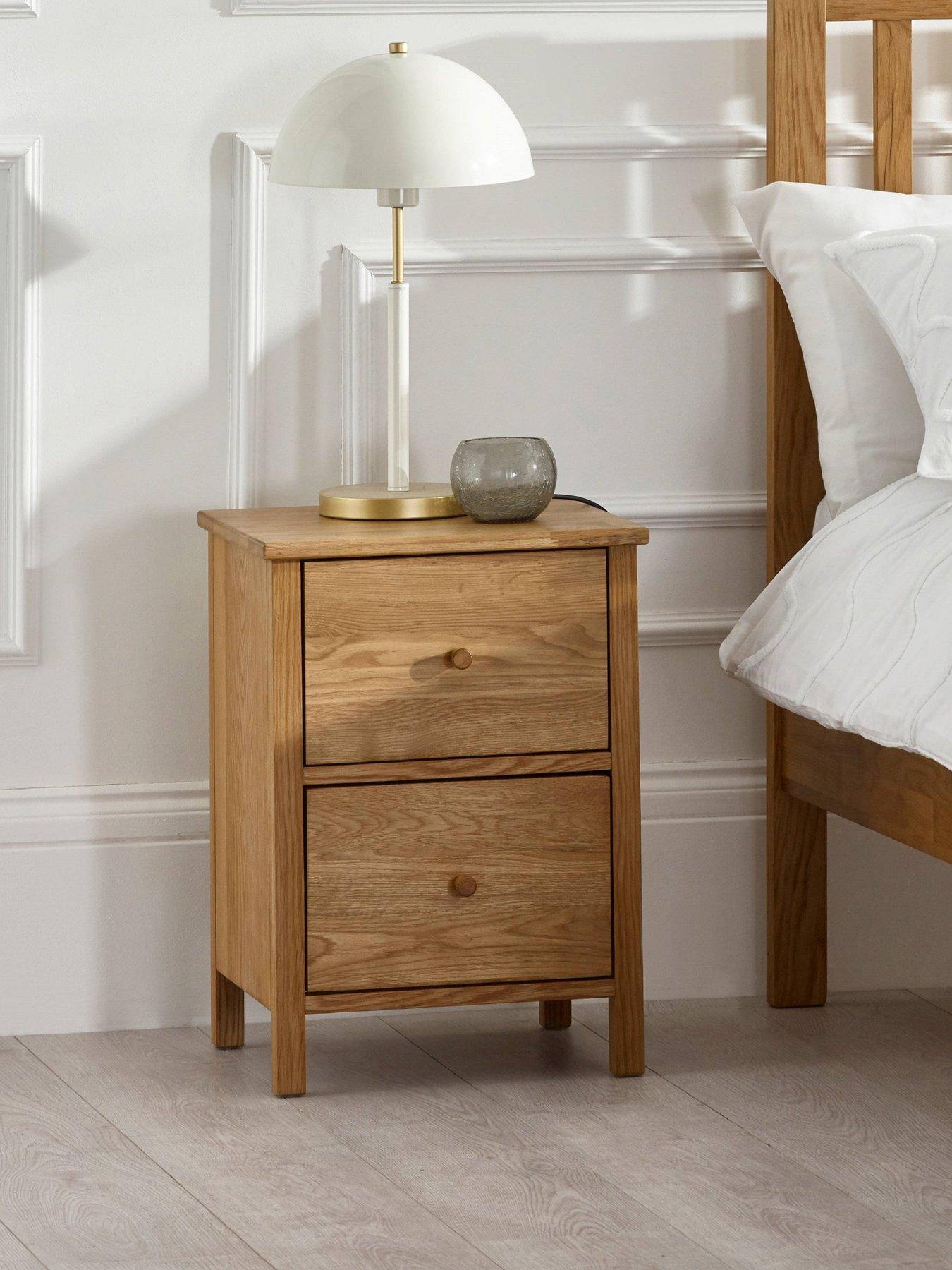 Julian Bowen Coxmoor 2 Drawer Bedside - Contains Solid Oak