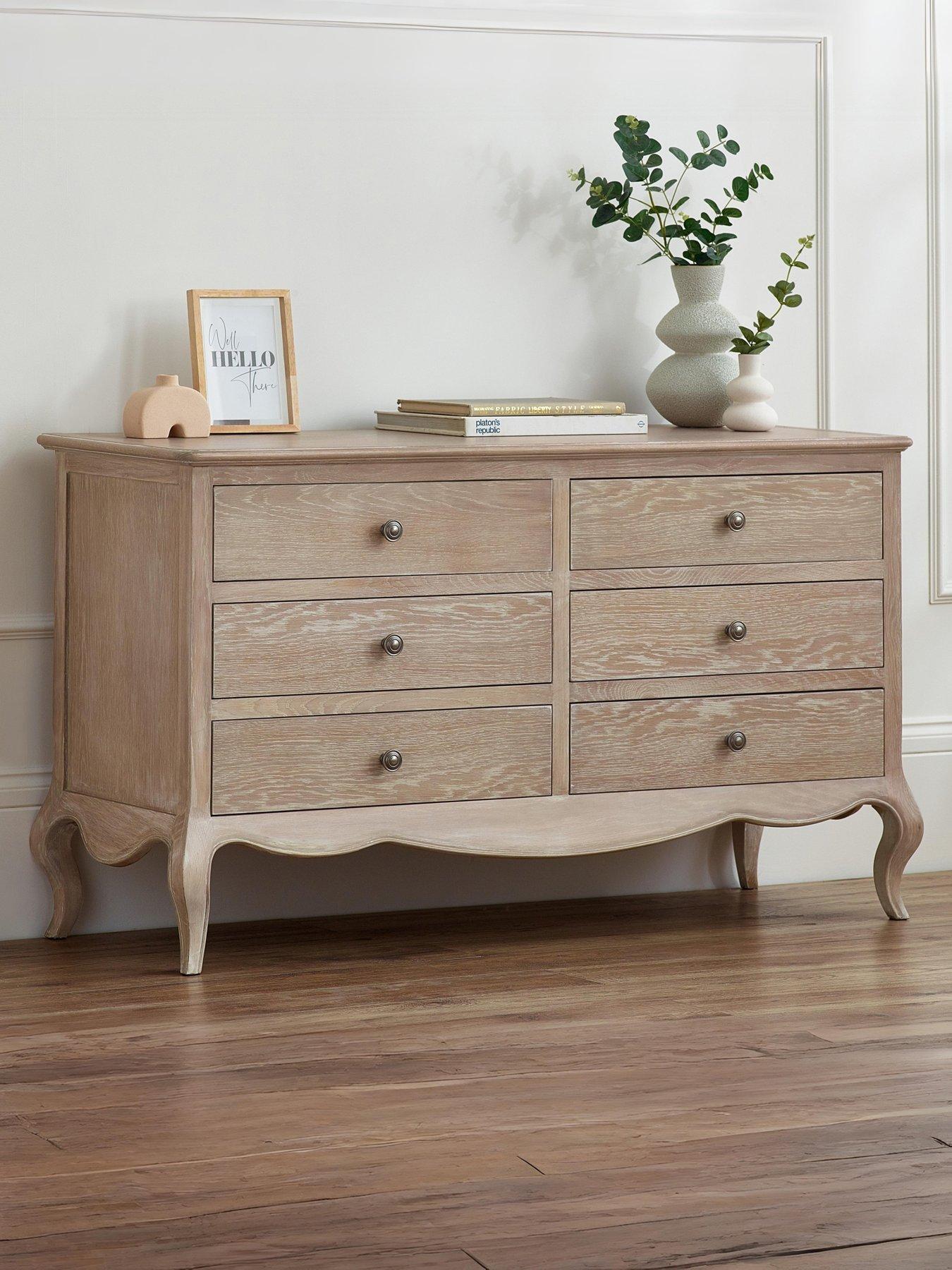 undefined Camille Ready Assembled 6 Drawer Wide Chest - Contains Solid Oak