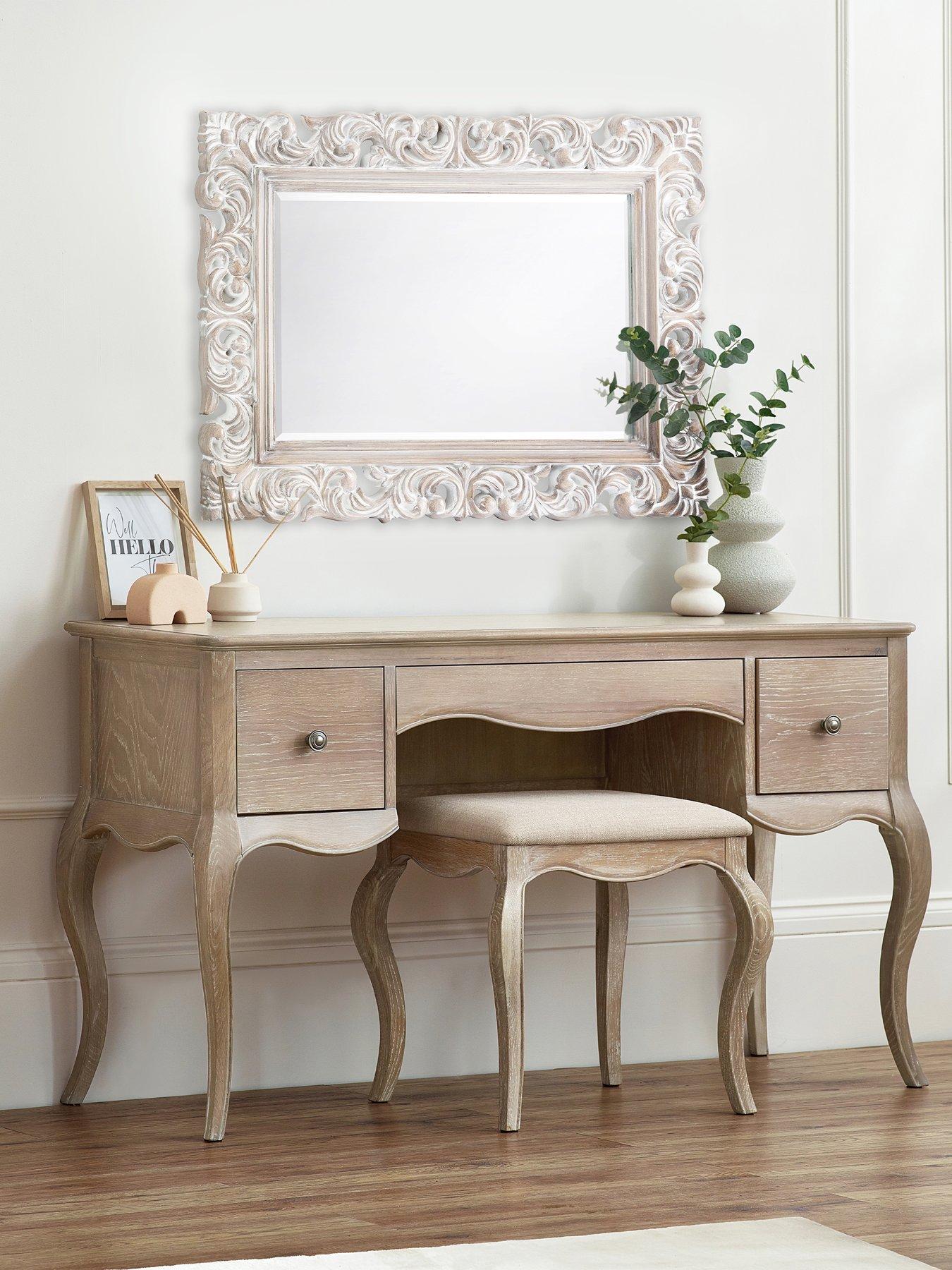 Product photograph of Julian Bowen Camille Dressing Table And Stool - Contains Solid Oak from very.co.uk