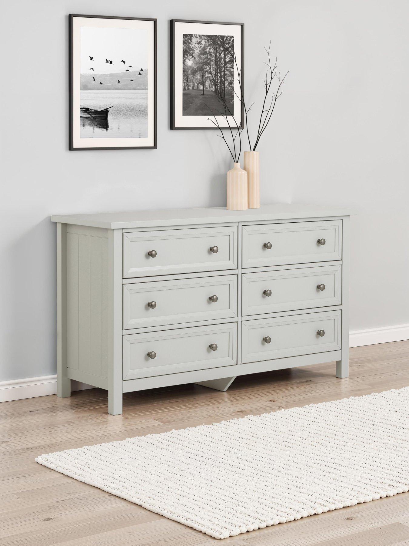 Julian Bowen Maine 6 Drawer Wide Chest - Dove Grey