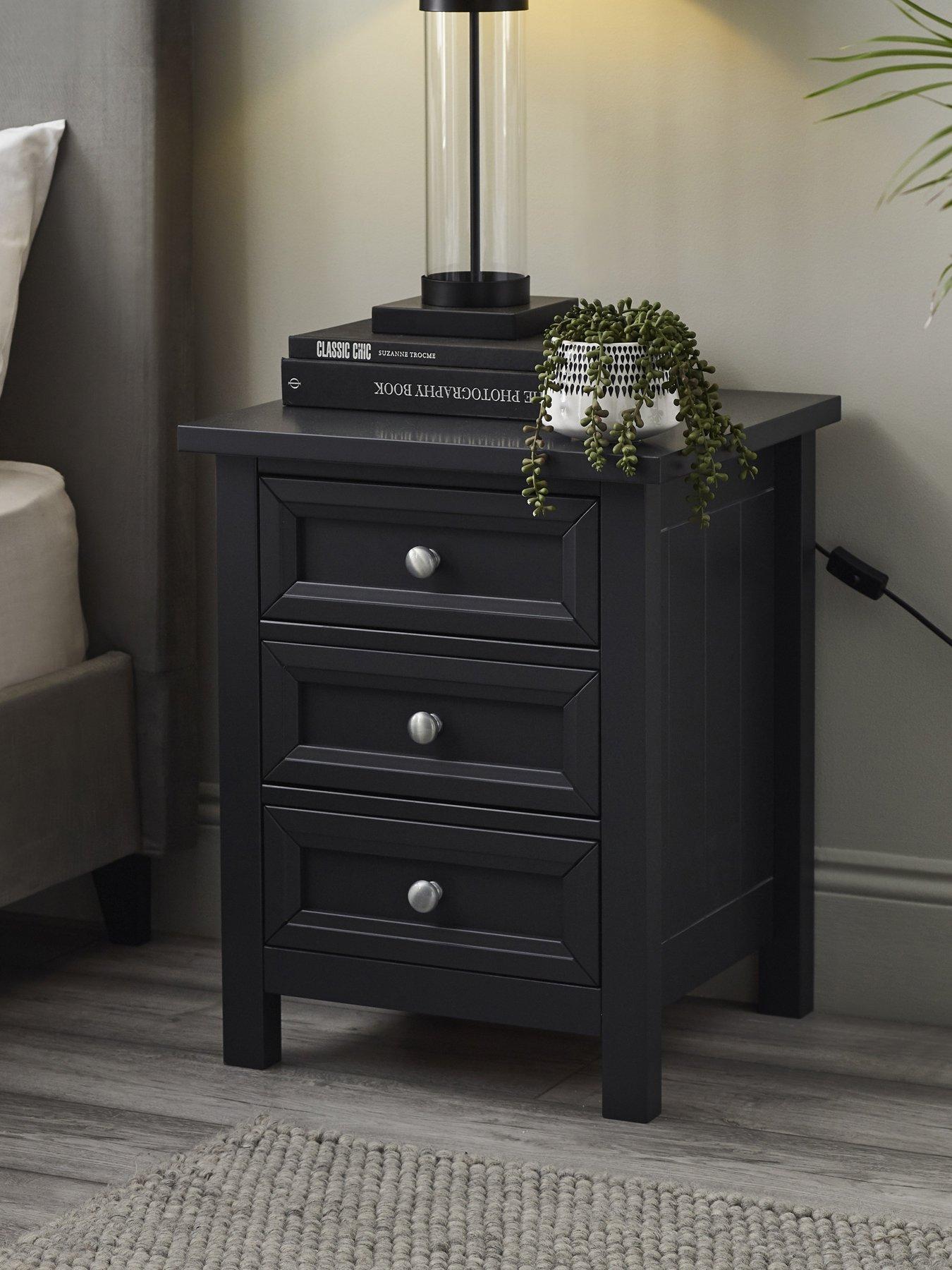 Julian Bowen Maine 3 Drawer Bedside Anthracite