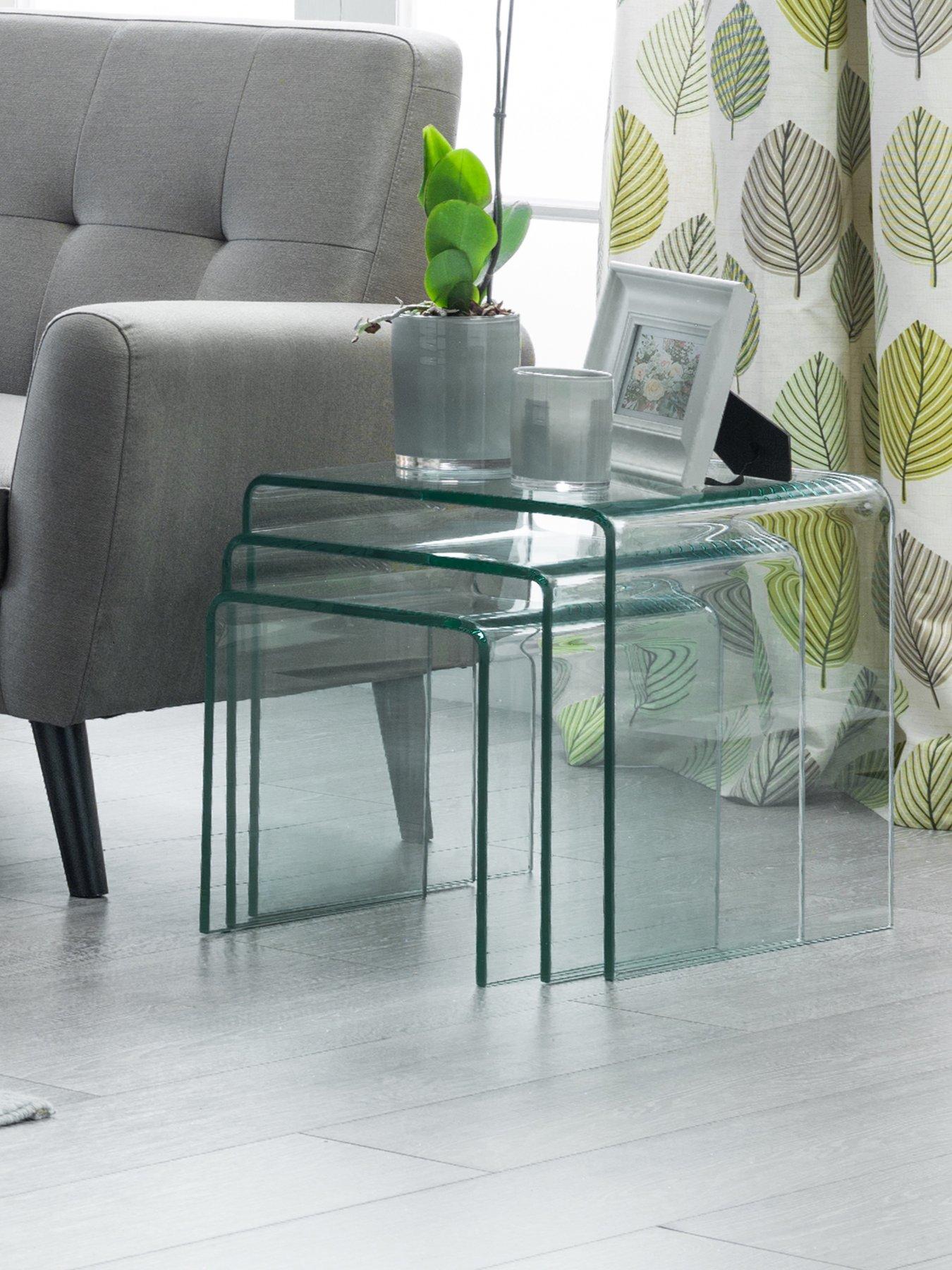 undefined Amalfi Ready Assembled Bent Glass Nest of 3 Tables