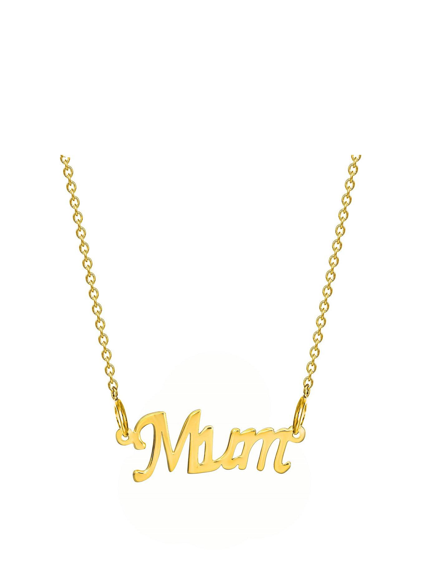 The Love Collection Gold plated sterling silver Mum necklace with cable chain