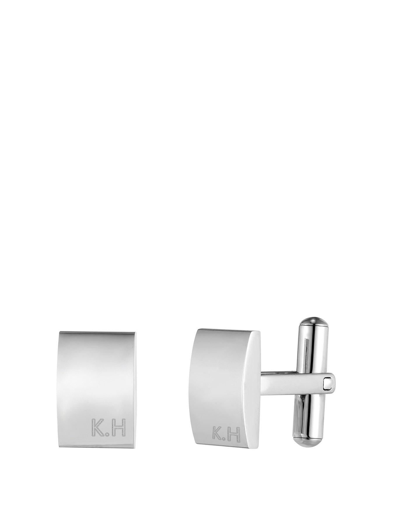 undefined Stainless Steel Men's Personalised Rectangle Cufflinks