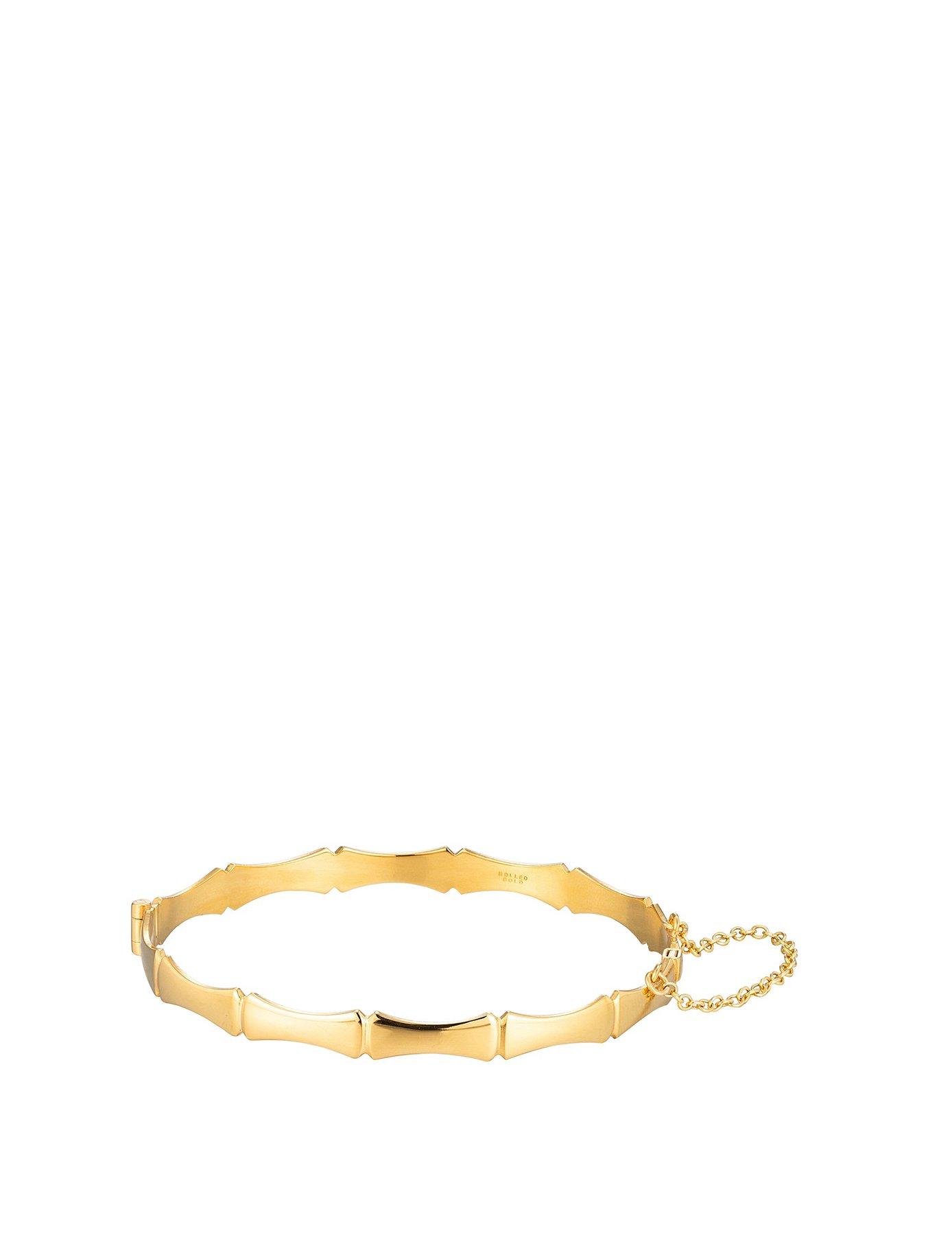 Image 1 of 3 of The Love Collection 9ct Rolled Gold Bamboo Polished Hinged Bangle