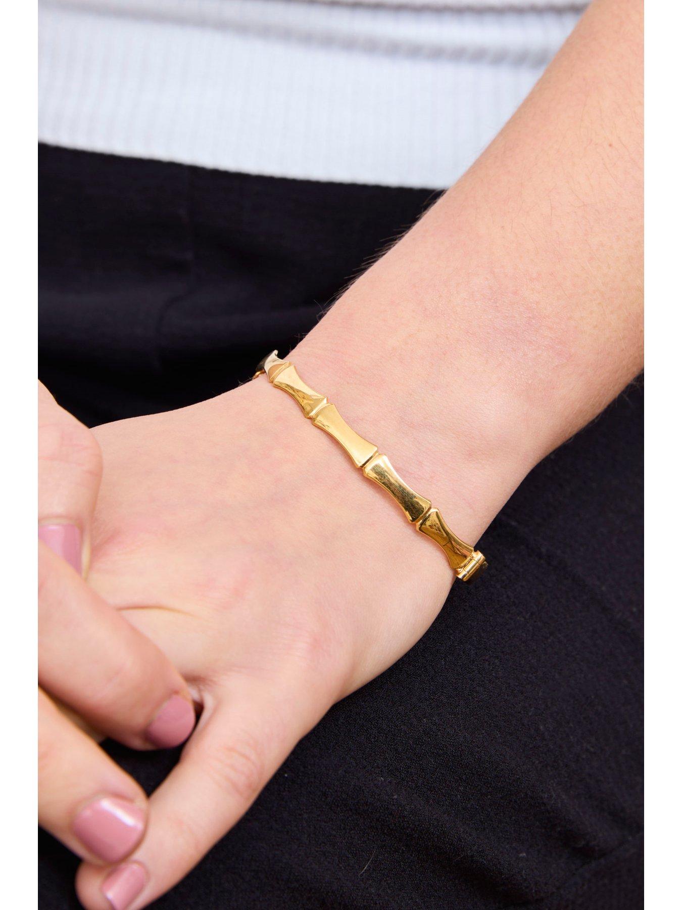 Image 2 of 3 of The Love Collection 9ct Rolled Gold Bamboo Polished Hinged Bangle