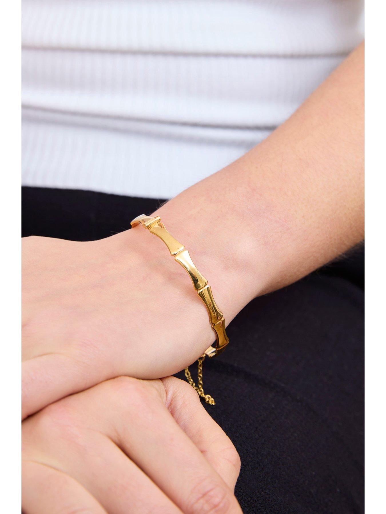 Image 3 of 3 of The Love Collection 9ct Rolled Gold Bamboo Polished Hinged Bangle