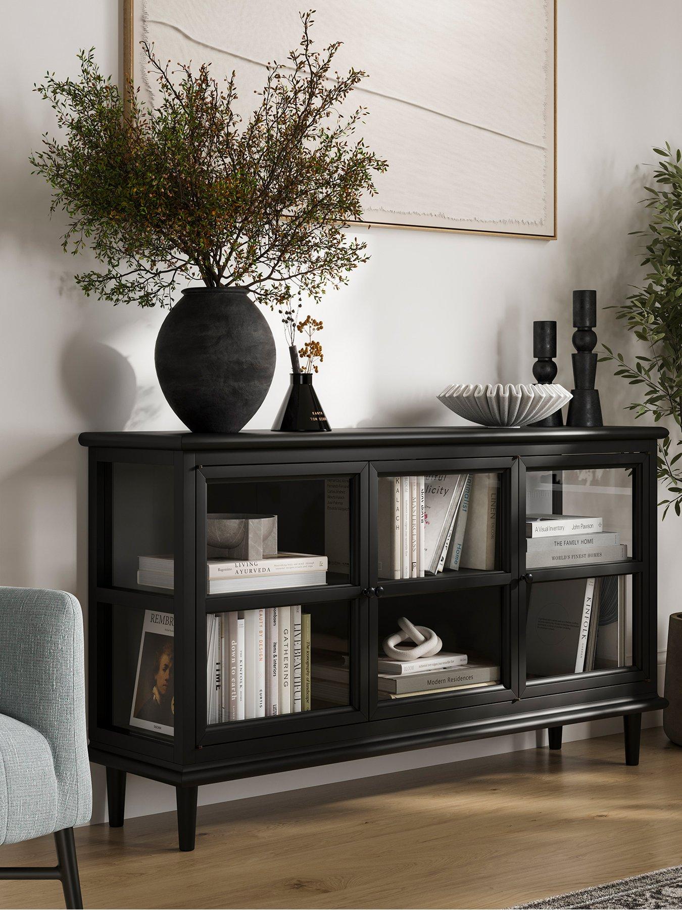The Inside Edit Westport 3 Glass Door Sideboard - Black
