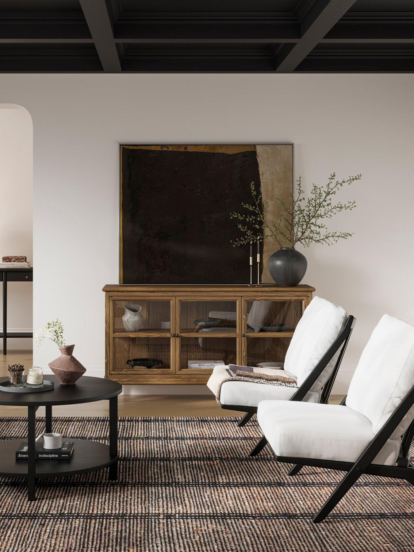 undefined Westport 3 Glass Door Sideboard - Smoked Wood