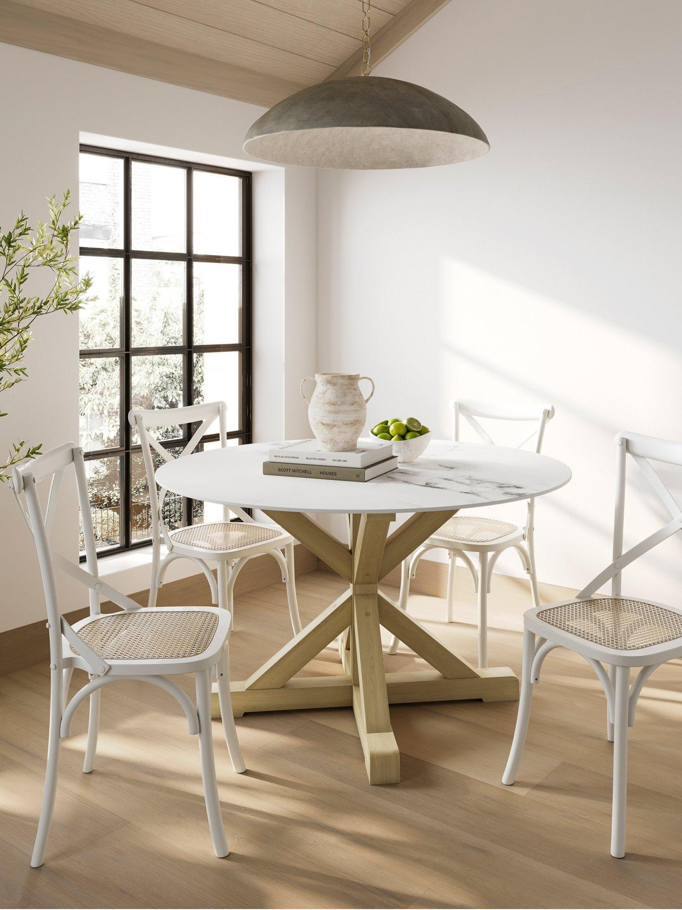 undefined Fitzroy Set of 2 Cane Dining Chairs - White