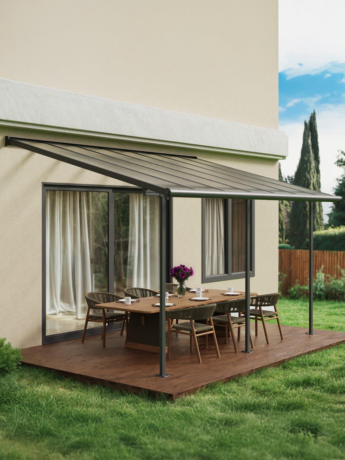 Product photograph of Canopia By Palram Sierra Patio Cover 3x4 25 Grey Clear from very.co.uk