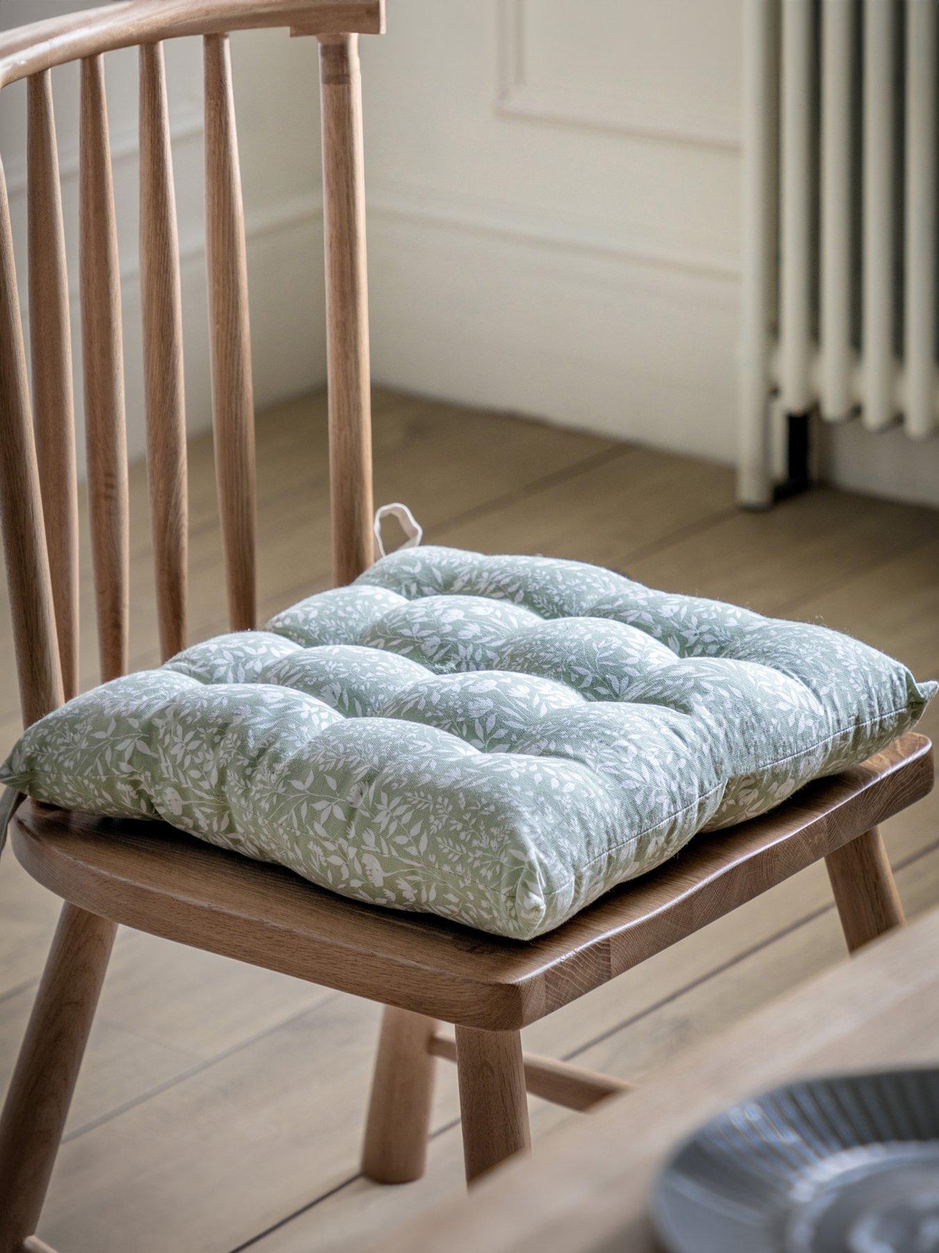 Product photograph of Gallery Sage Floral Set Of 2 Reversible Seat Pads from very.co.uk
