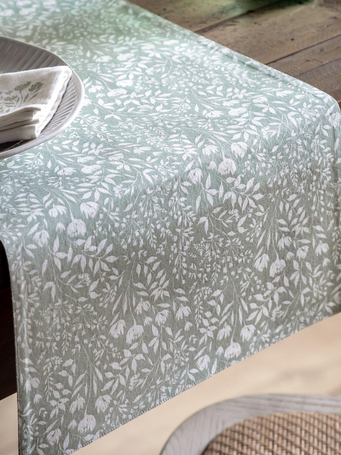 Product photograph of Gallery Sage Floral Table Runner from very.co.uk