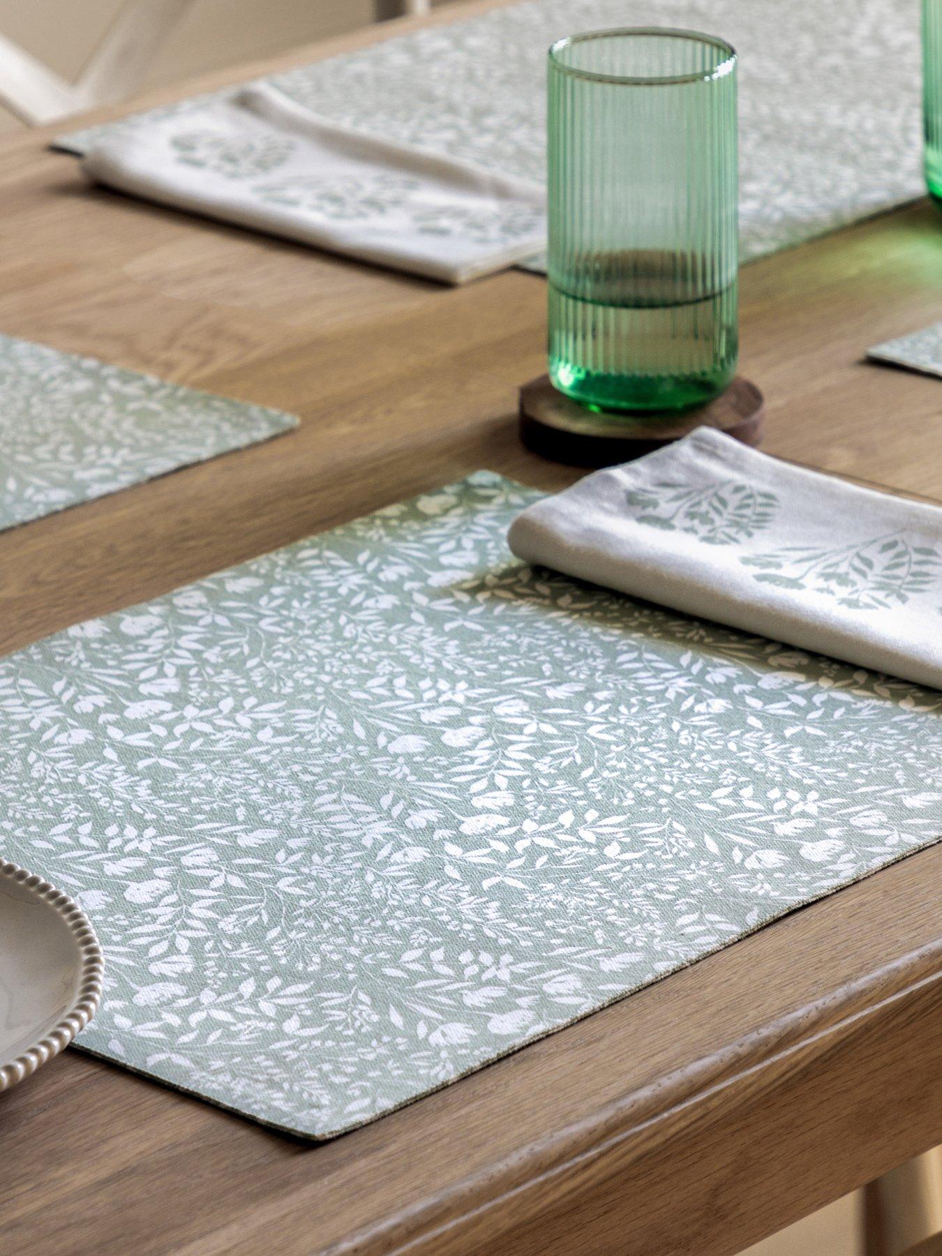 Product photograph of Gallery Sage Floral Set Of 4 Placemats from very.co.uk