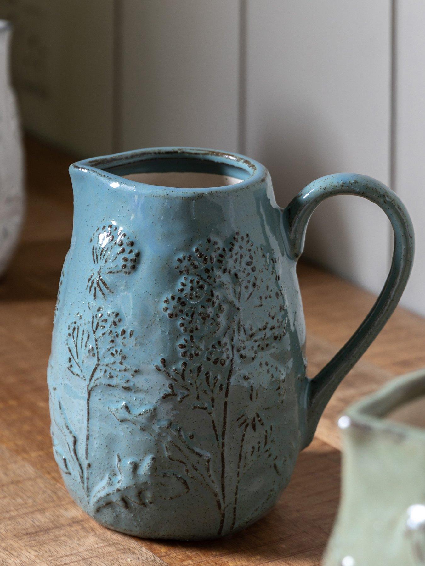 undefined Meadow Embossed Ceramic Jug Duck Egg