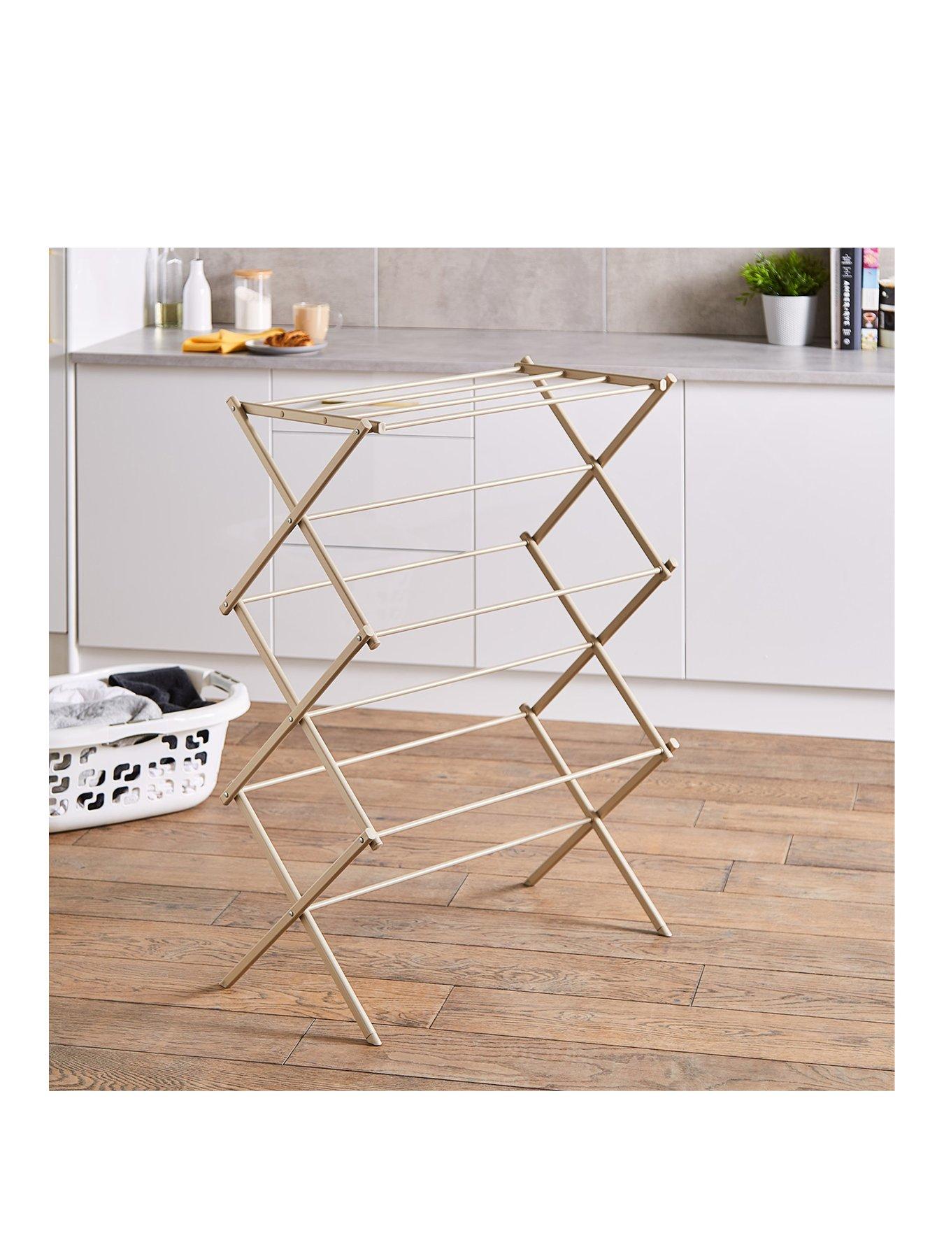 Tower 3 Tier Compact Foldable Clothes Airer, Latte