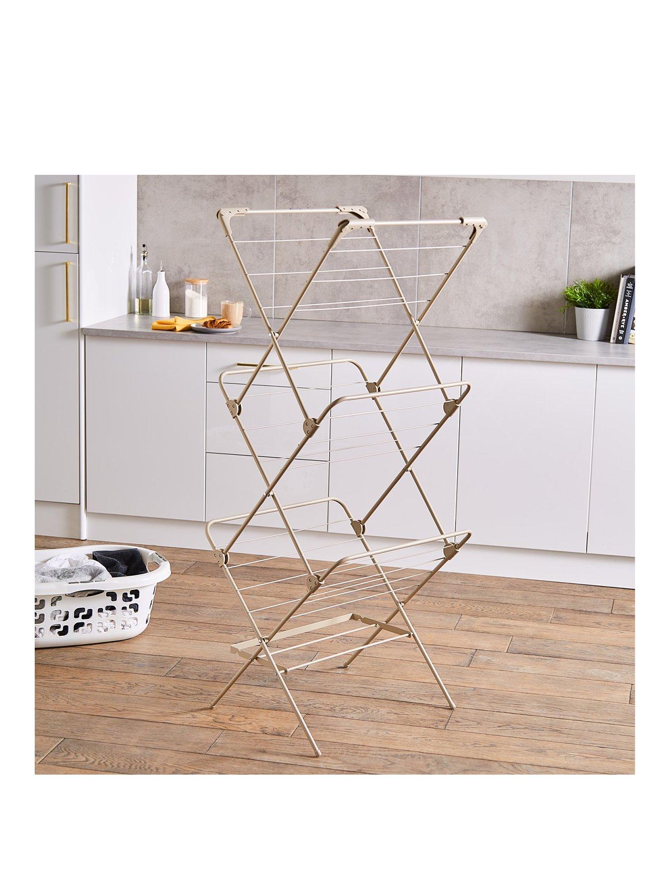 Tower Tier Concertina Foldable Clothes Airer, Latte Very