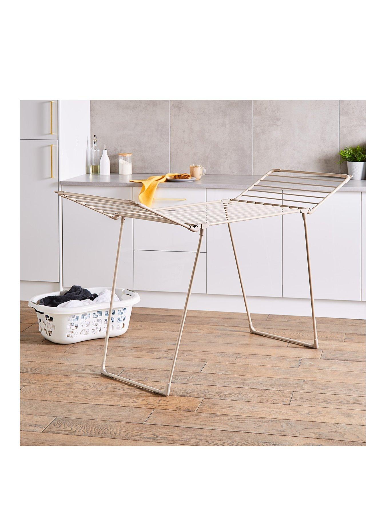 Image 1 of 6 of Tower Winged Foldable Clothes Airer, Anti-Slip Feet, Latte