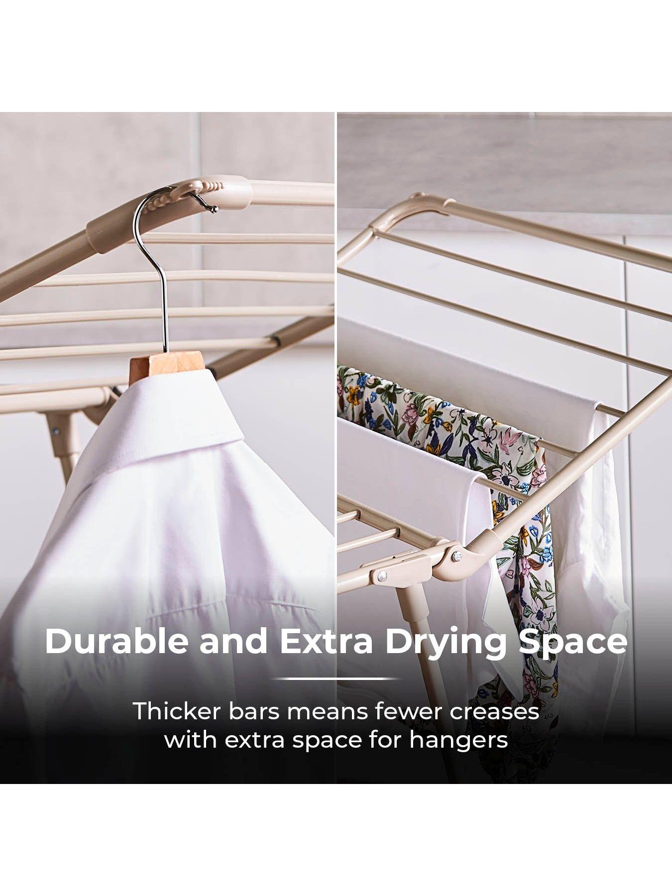 Image 3 of 6 of Tower Winged Foldable Clothes Airer, Anti-Slip Feet, Latte