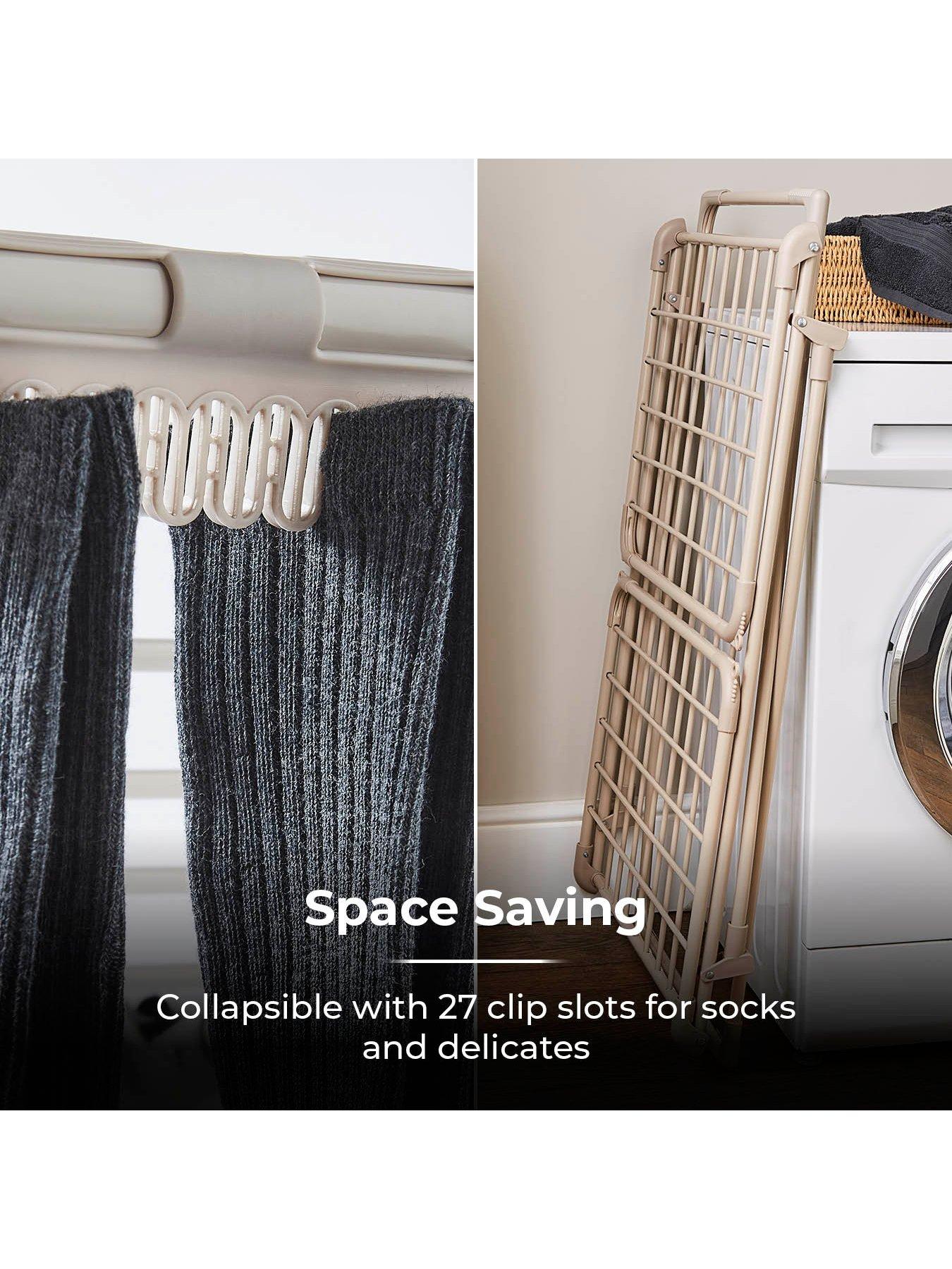 Image 4 of 6 of Tower Winged Foldable Clothes Airer, Anti-Slip Feet, Latte