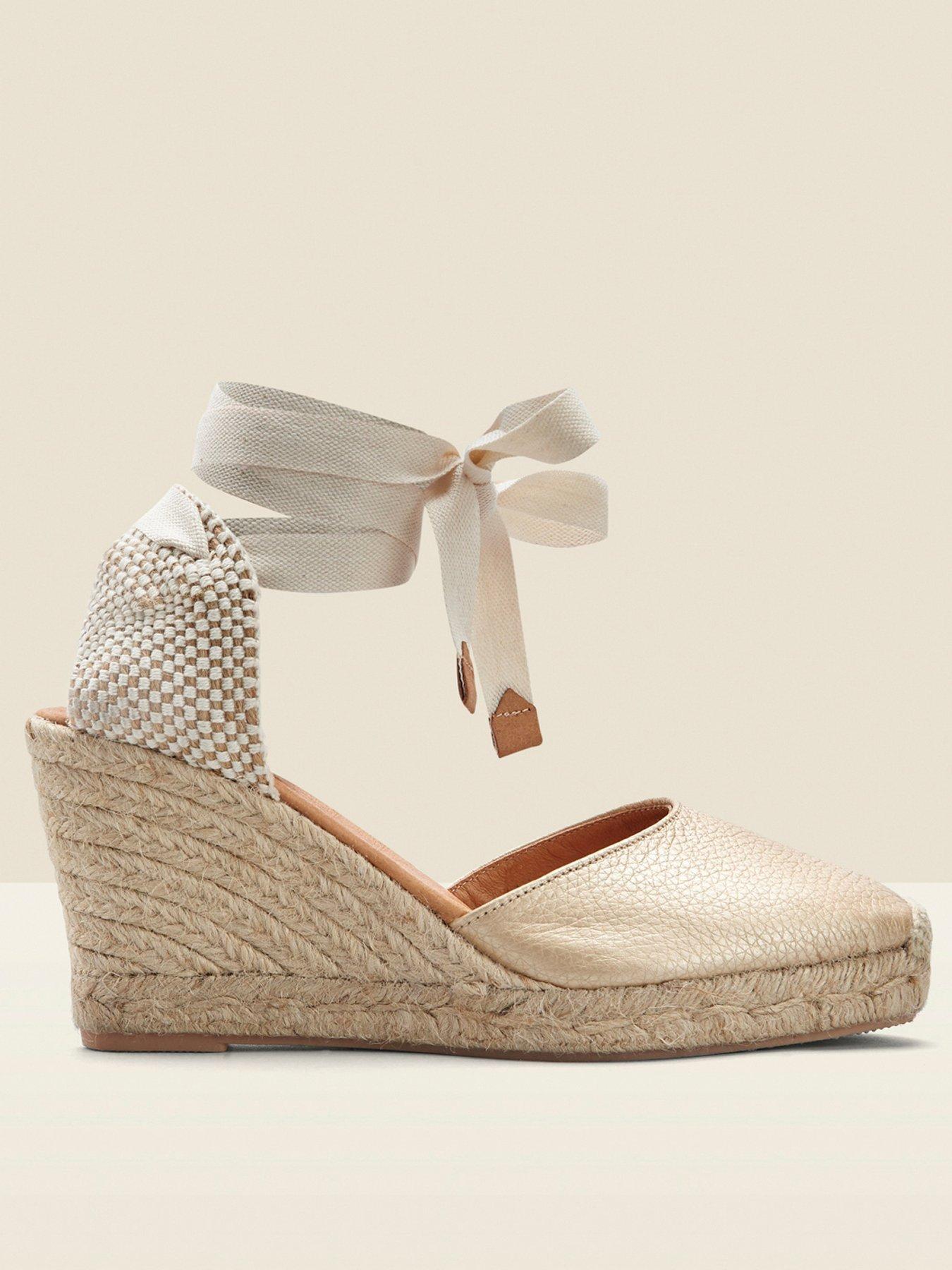 undefined Leather Perla Wedge Espadrille - Gold