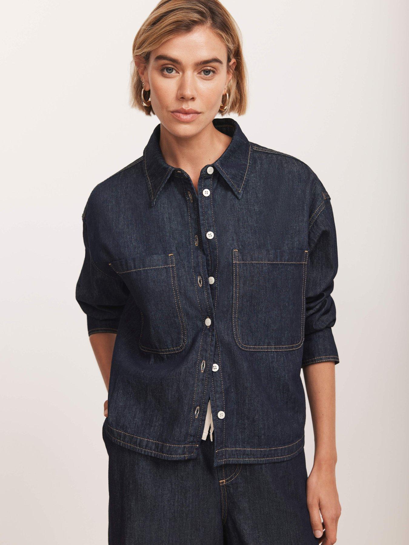 Mint Velvet Dark Indigo Denim Shirt Navy Very