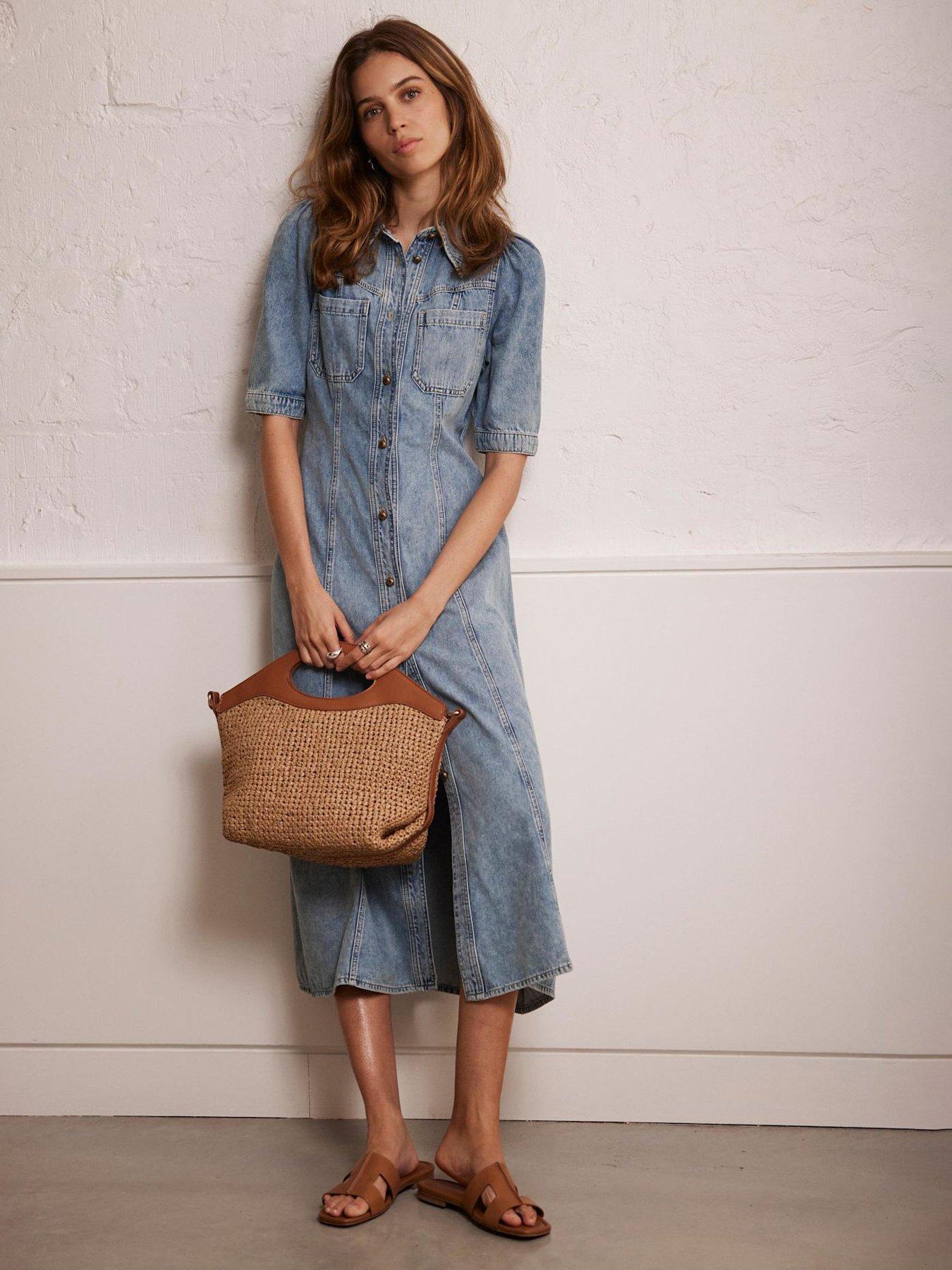 Image 3 of 6 of Mint Velvet Denim Midi Shirt Dress - Blue