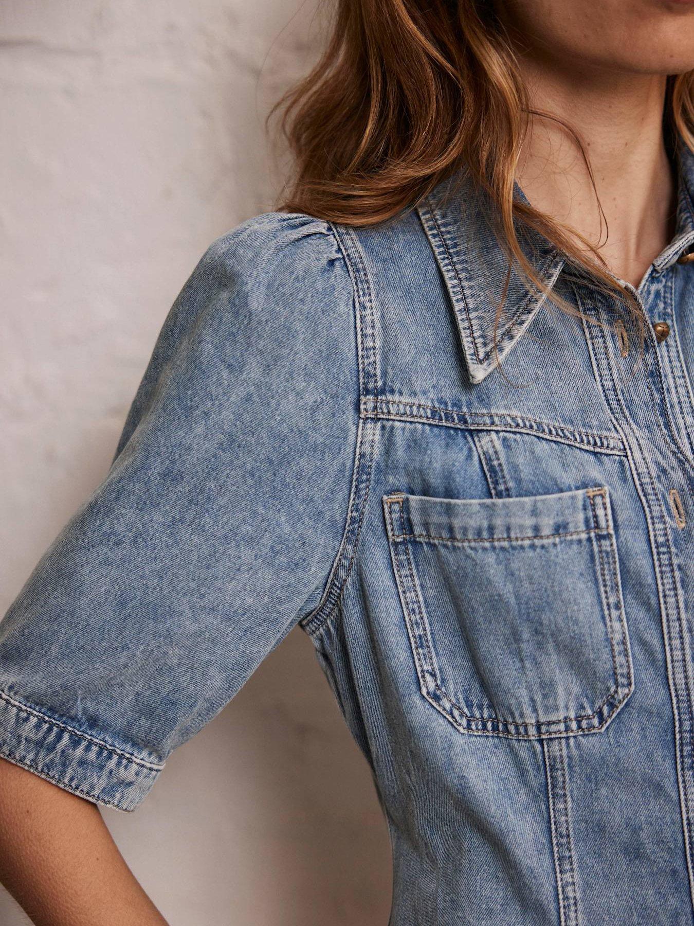 Image 5 of 6 of Mint Velvet Denim Midi Shirt Dress - Blue