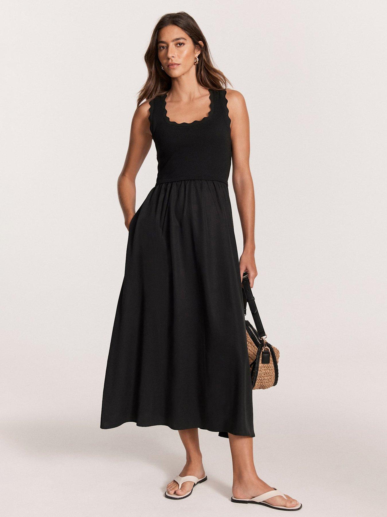 Lobster Graffiti Scallop Trim Midi Dress