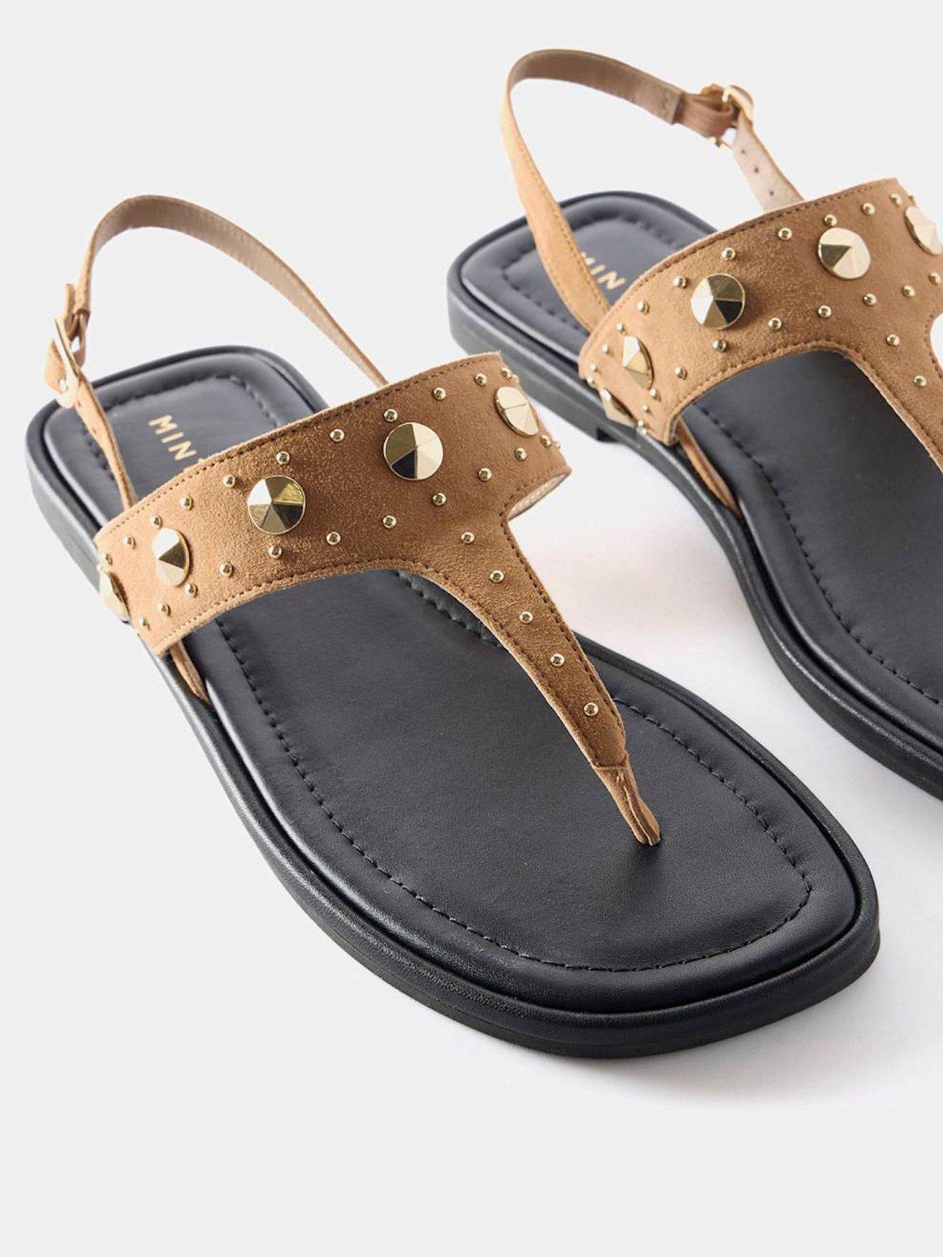 Mint Velvet Tan Studded Sling Back Flat Sandals - Brown | Very