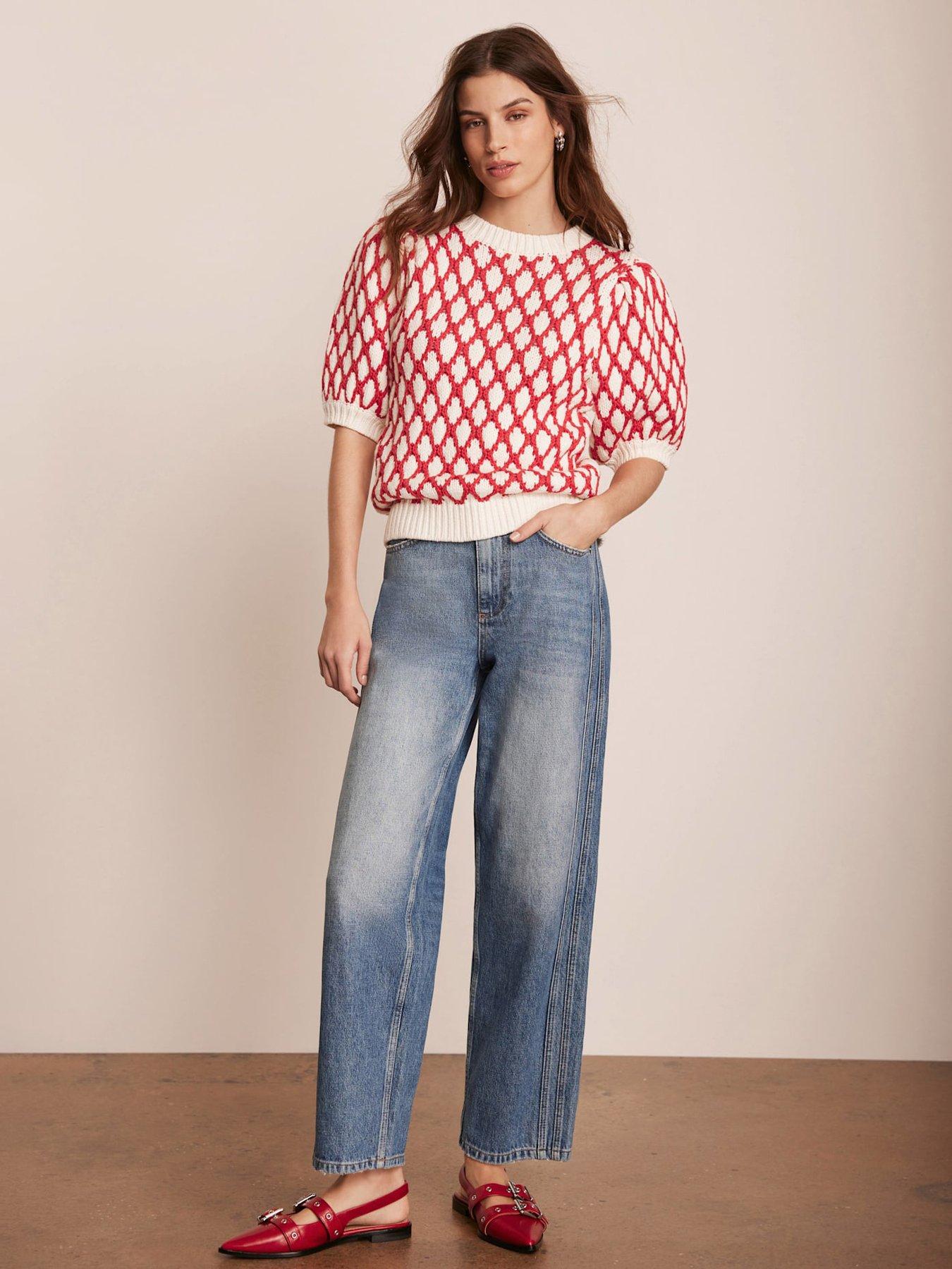 Image 2 of 6 of Mint Velvet Graphic Knit Top - Red