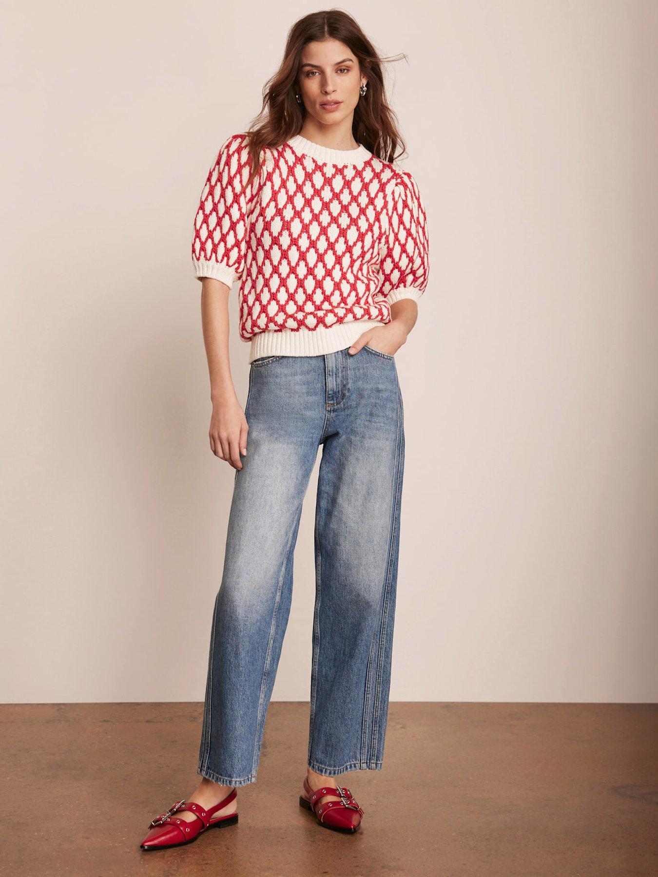 Image 3 of 6 of Mint Velvet Graphic Knit Top - Red