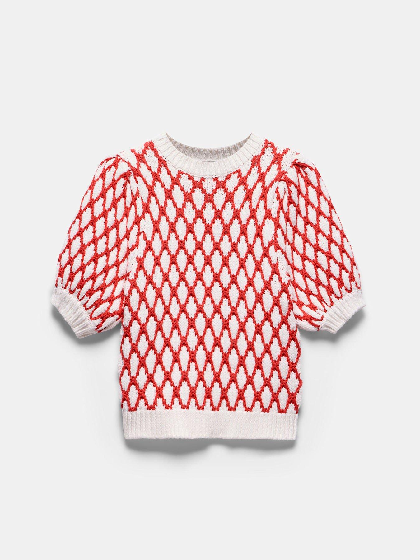 Image 6 of 6 of Mint Velvet Graphic Knit Top - Red
